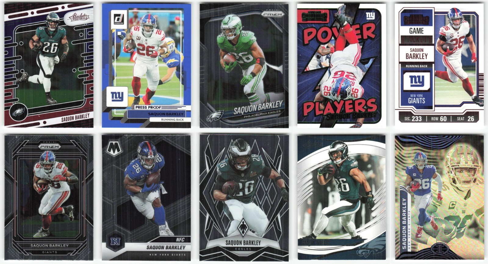 Saquon Barkley Lot of 50 NFL Football Cards Collection – Exact Cards Shown