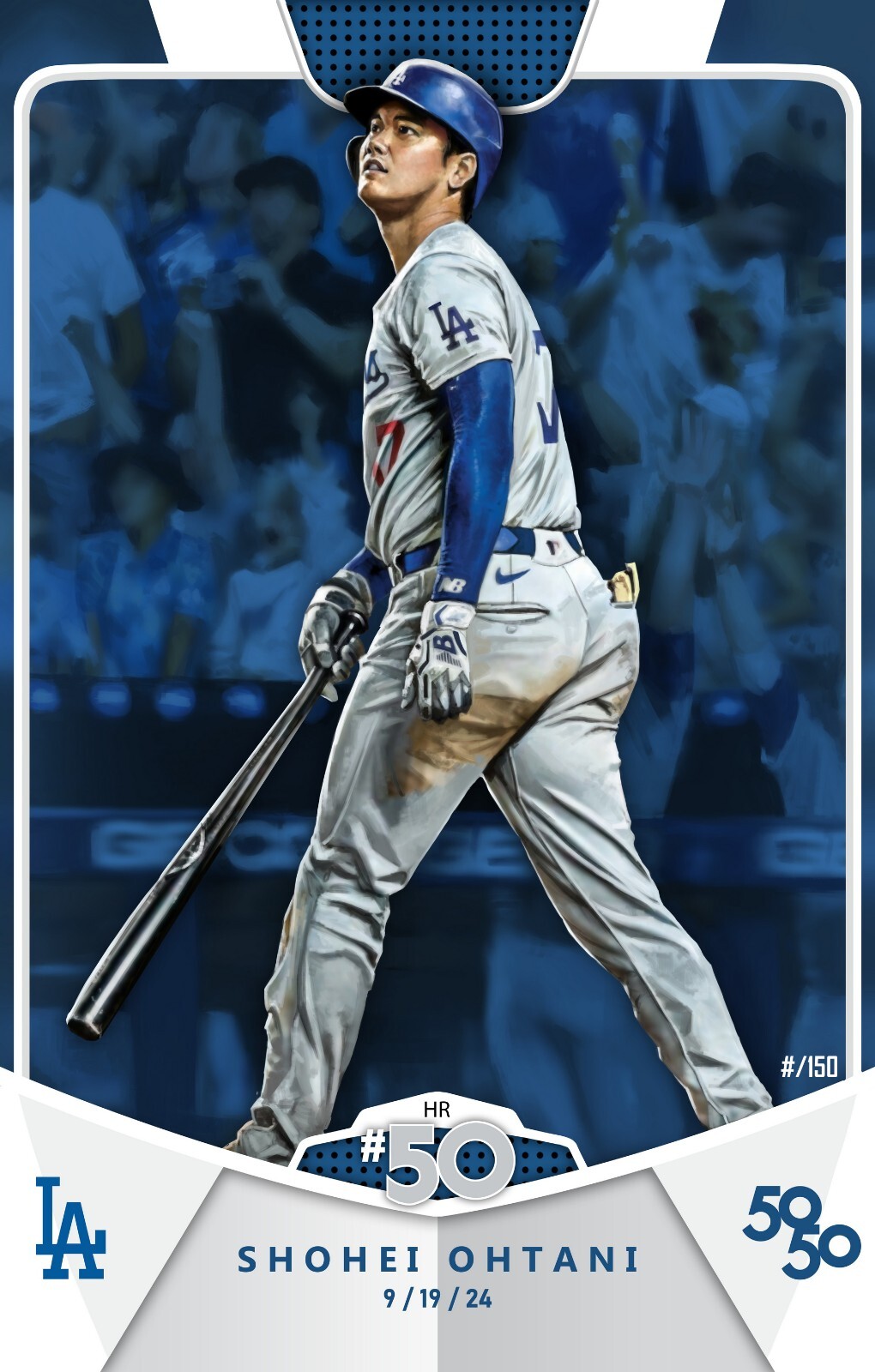 FAME: SHOHEI OHTANI #1 COMIC SKAN TOPPS “50/50” BLUE VARIANT LTD 150 NUMBERED