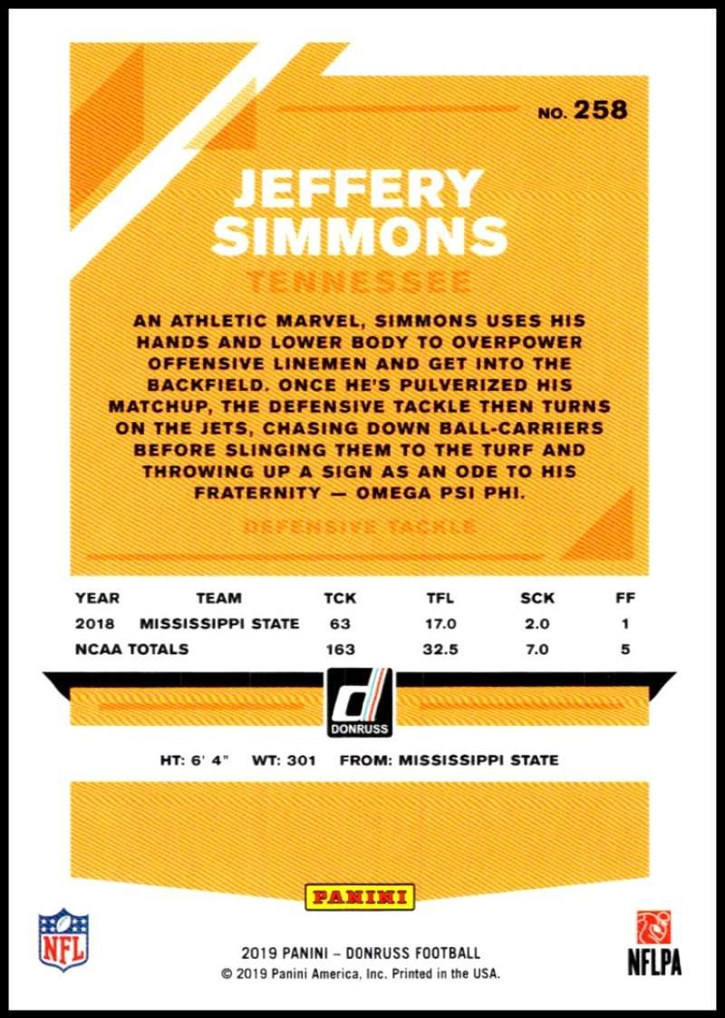 2019 DONRUSS #258 JEFFERY SIMMONS RC ROOKIE TENNESSEE TITANS FOOTBALL