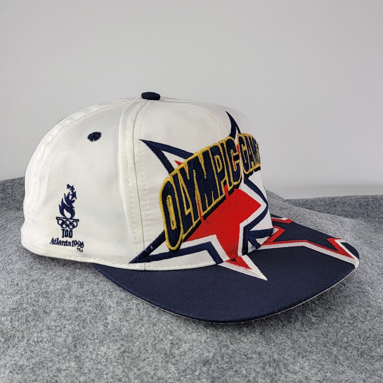 1996 Olympic Games Atlanta Logo Athletic Hat Cap Snapback One Size White Vintage