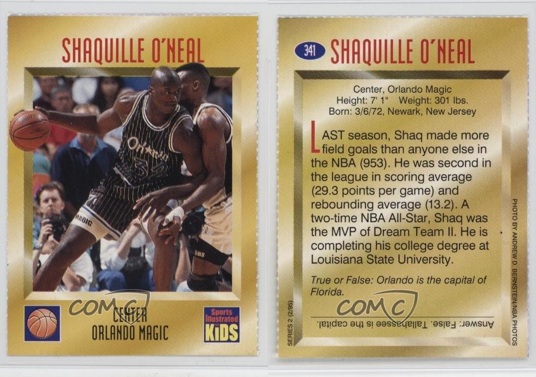 1995 Sports Illustrated for Kids Series 2 Shaquille O’Neal #341 HOF 1ph4