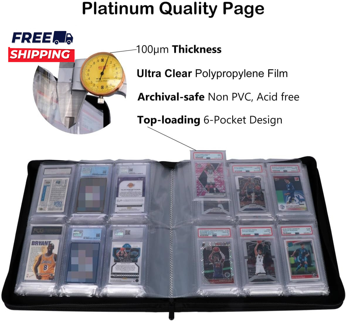 PSA Slab Binder Holds 72 PSA Slabs 6-Pocket Graded Card Binder