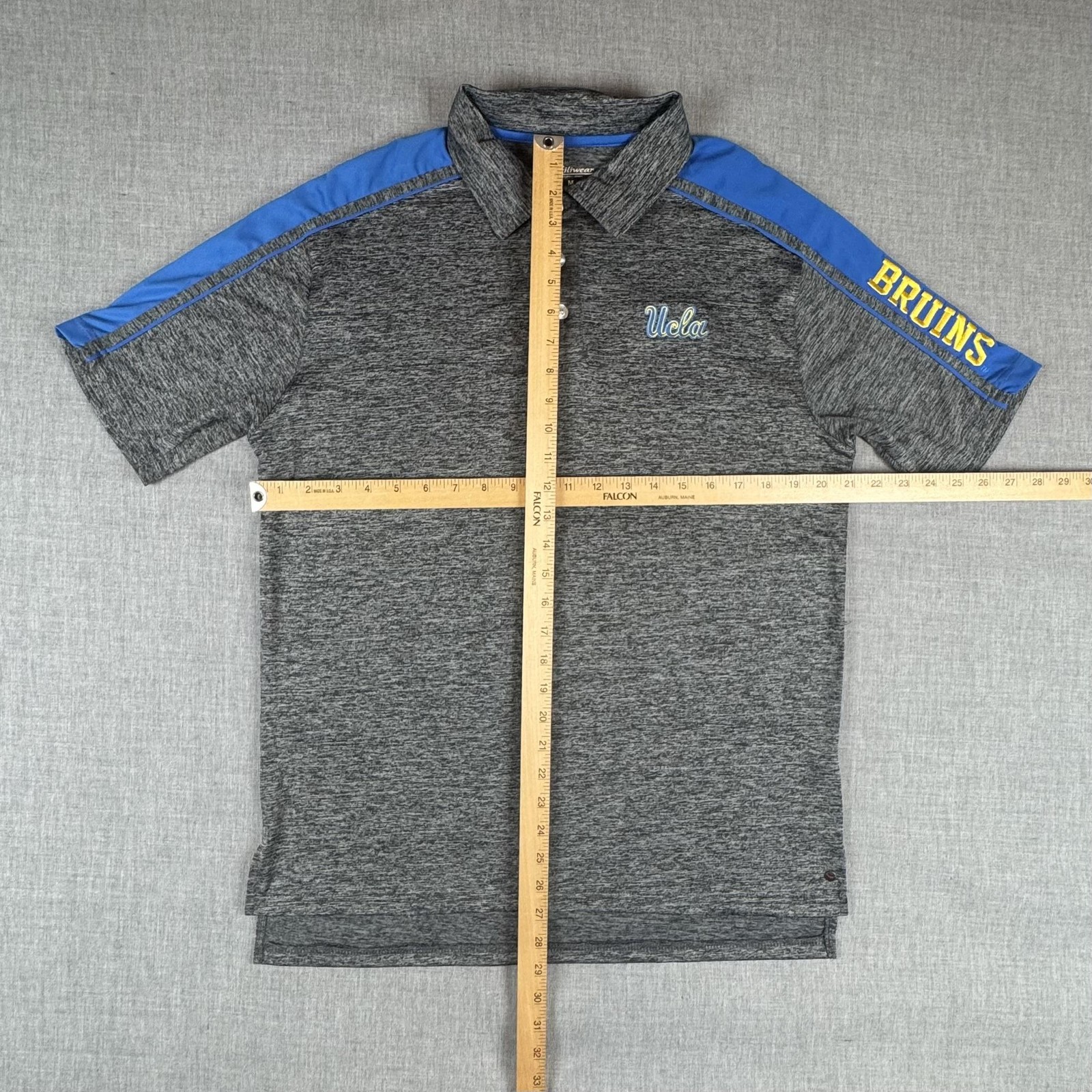 UCLA Bruins Shirt Mens Medium Gray Blue NCAA College Chiliwear Polo Short Sleeve