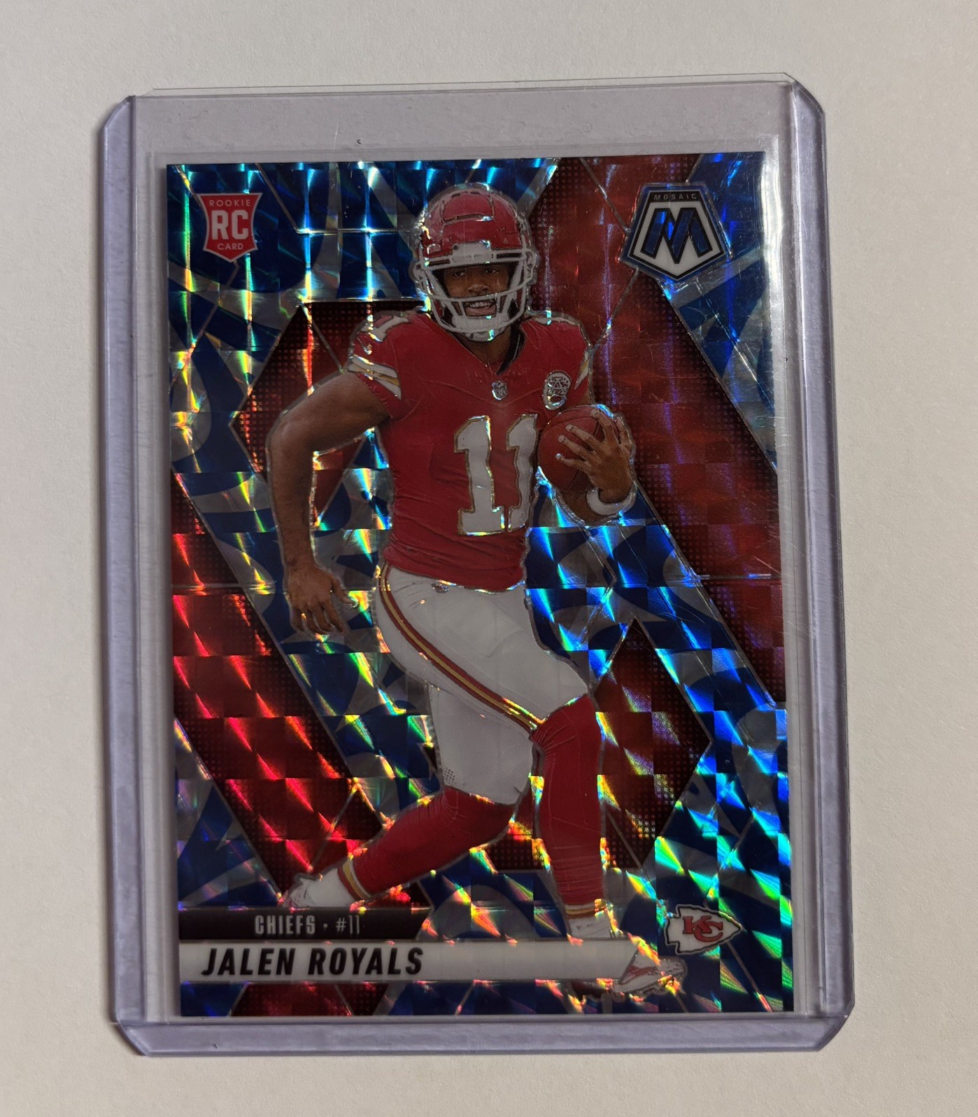 2025 Panini Mosaic Jalen Royals (Chiefs) Reactive Blue Mosaic Card No. 313 RC