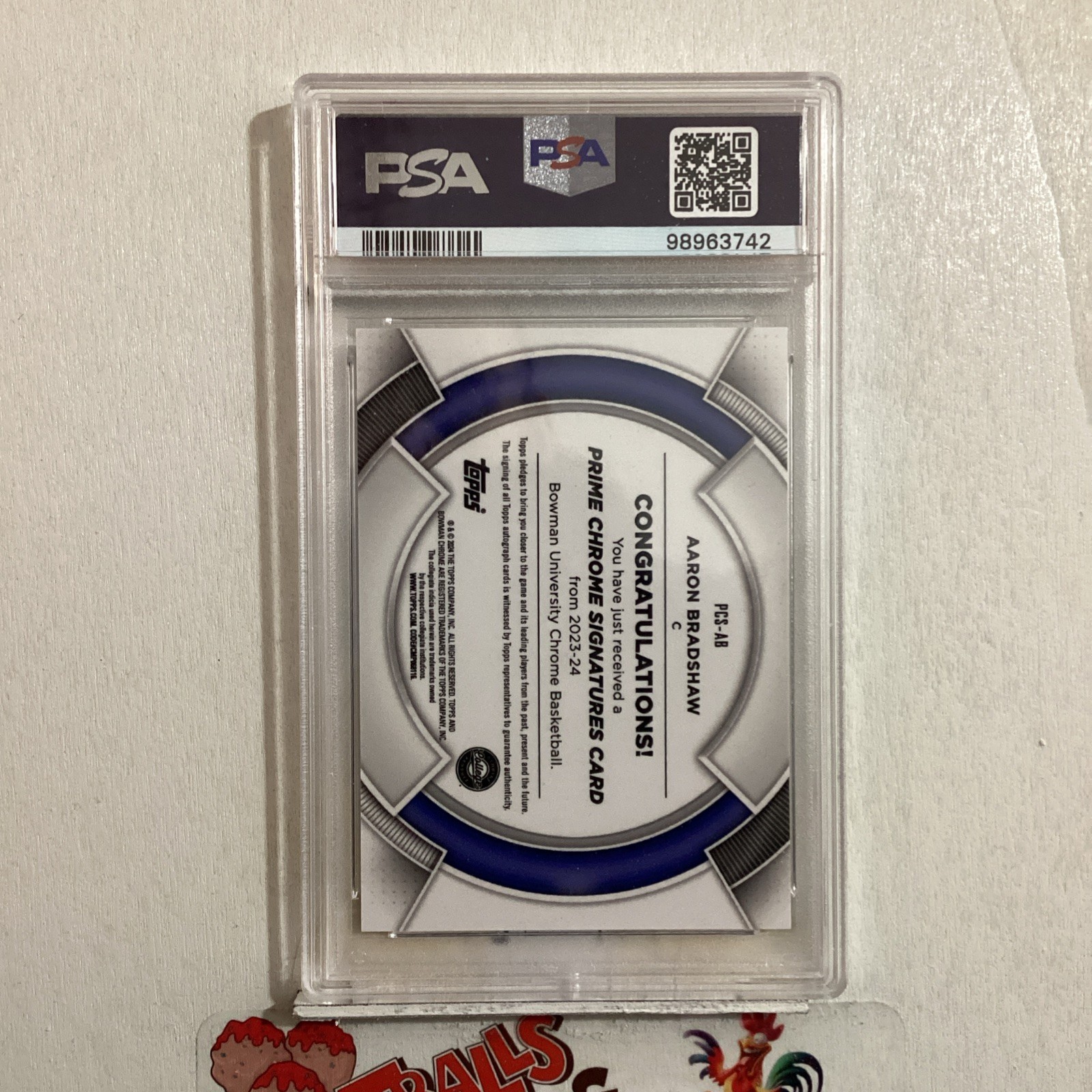23-24 Bowman Chrome University Prime Signatures /50 Aaron Bradshaw #PCS-AB Auto