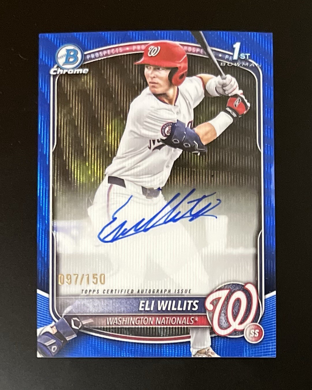 2025 Bowman Draft Eli Willits Blue Wave Auto /150 Nationals prspct #1 Draft pick