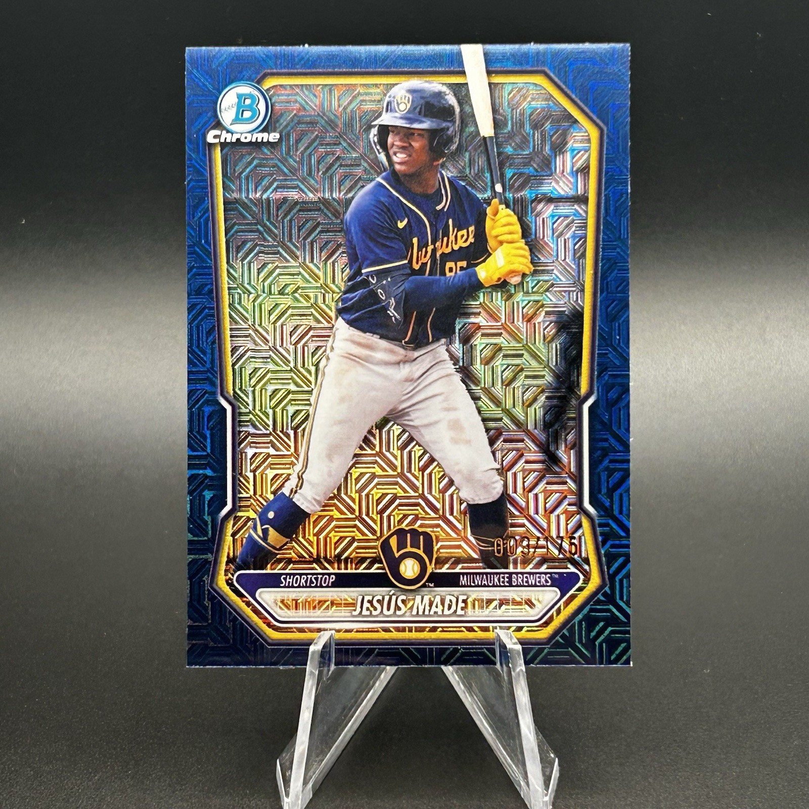 2026 Bowman JESUS MADE /175 Navy Refractor Mega Mojo Milwaukee Brewers BCP-96