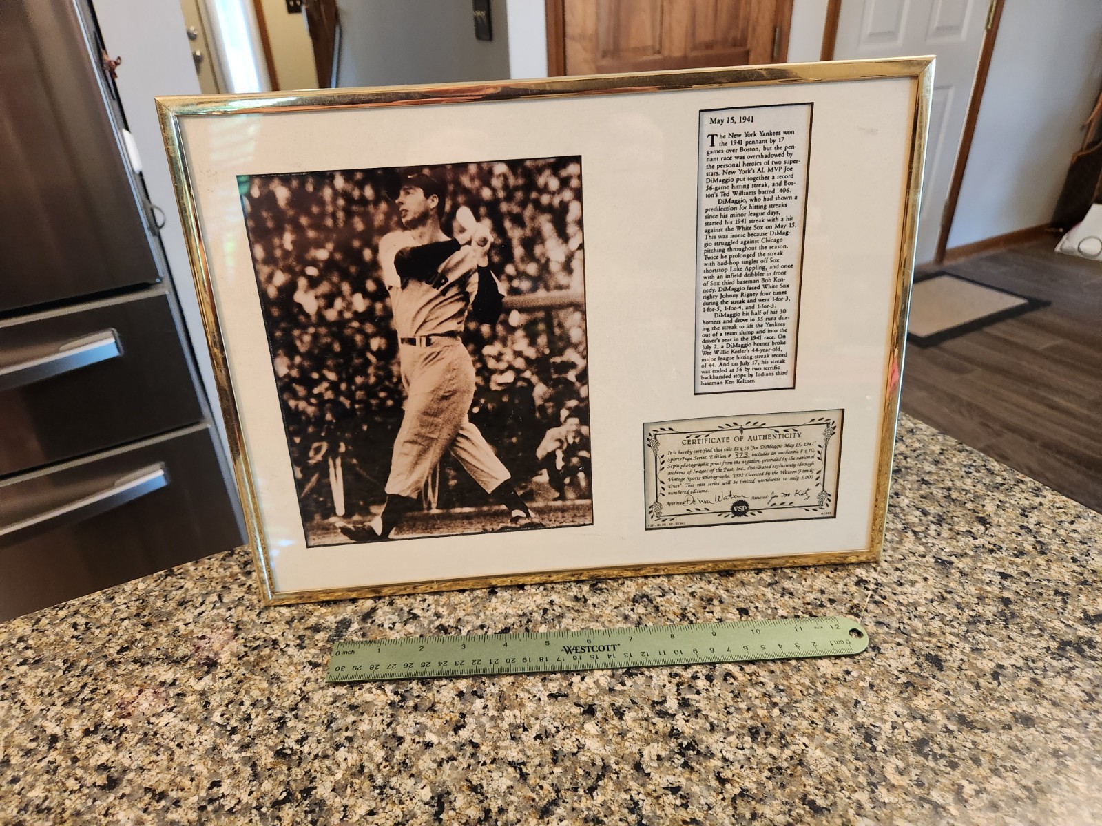 RARE ORIGINAL PRINT of Joe DiMaggio # 373 / 5000 signed by Delmar Watson w/COA
