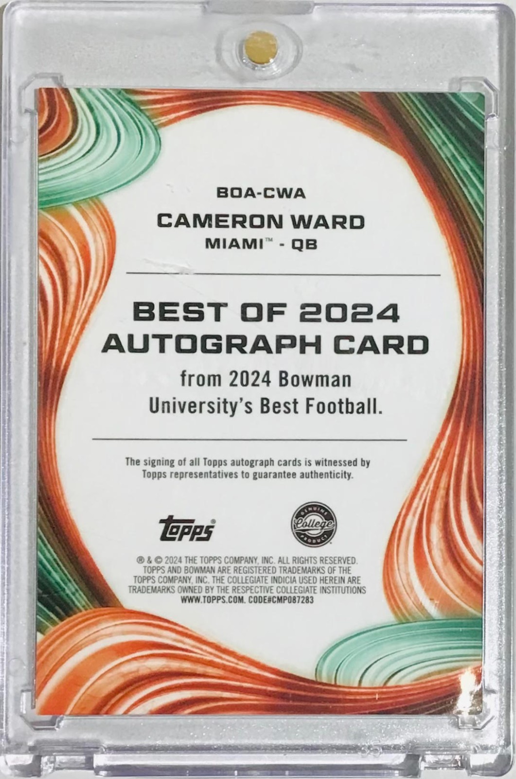 2024 Bowman’s Best University – Best of 2024 Auto Cameron Ward #BOA-CWA 91/100
