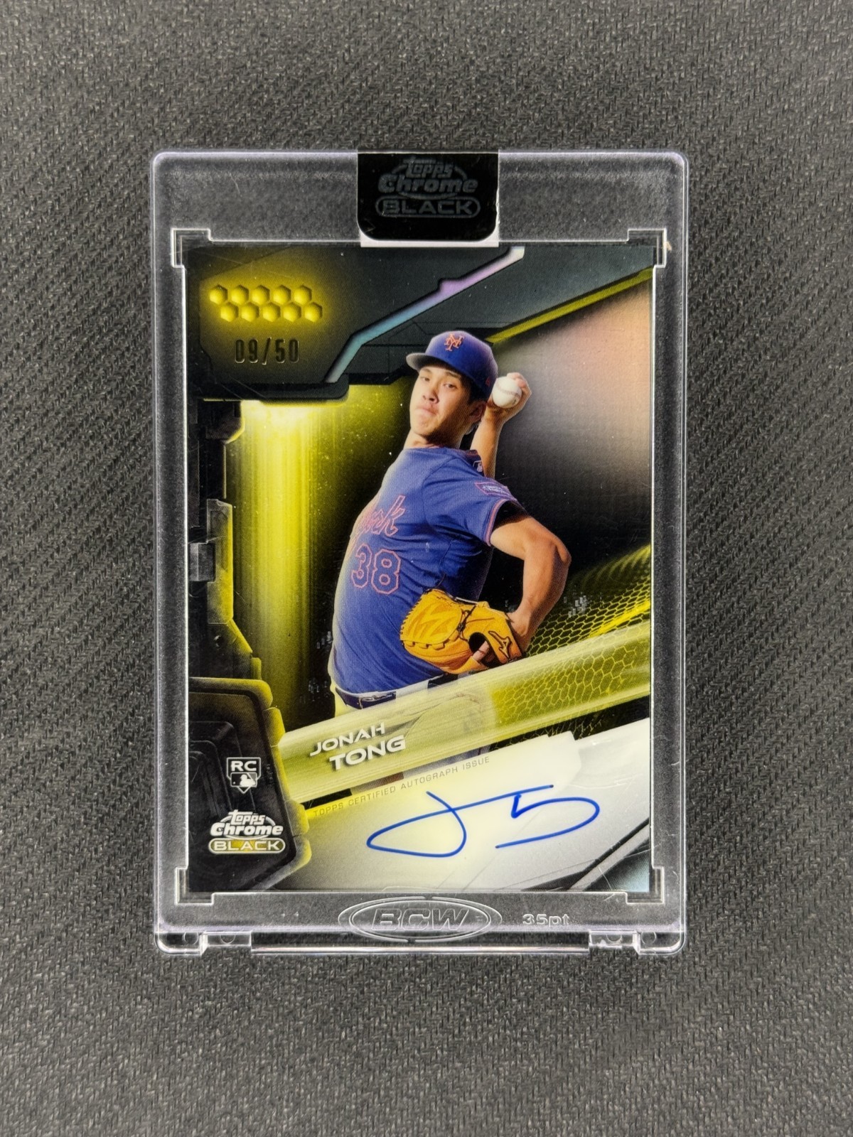 JONAH TONG 2026 Topps Chrome Black Gold Refractor Rookie AUTO /50 RC Mets