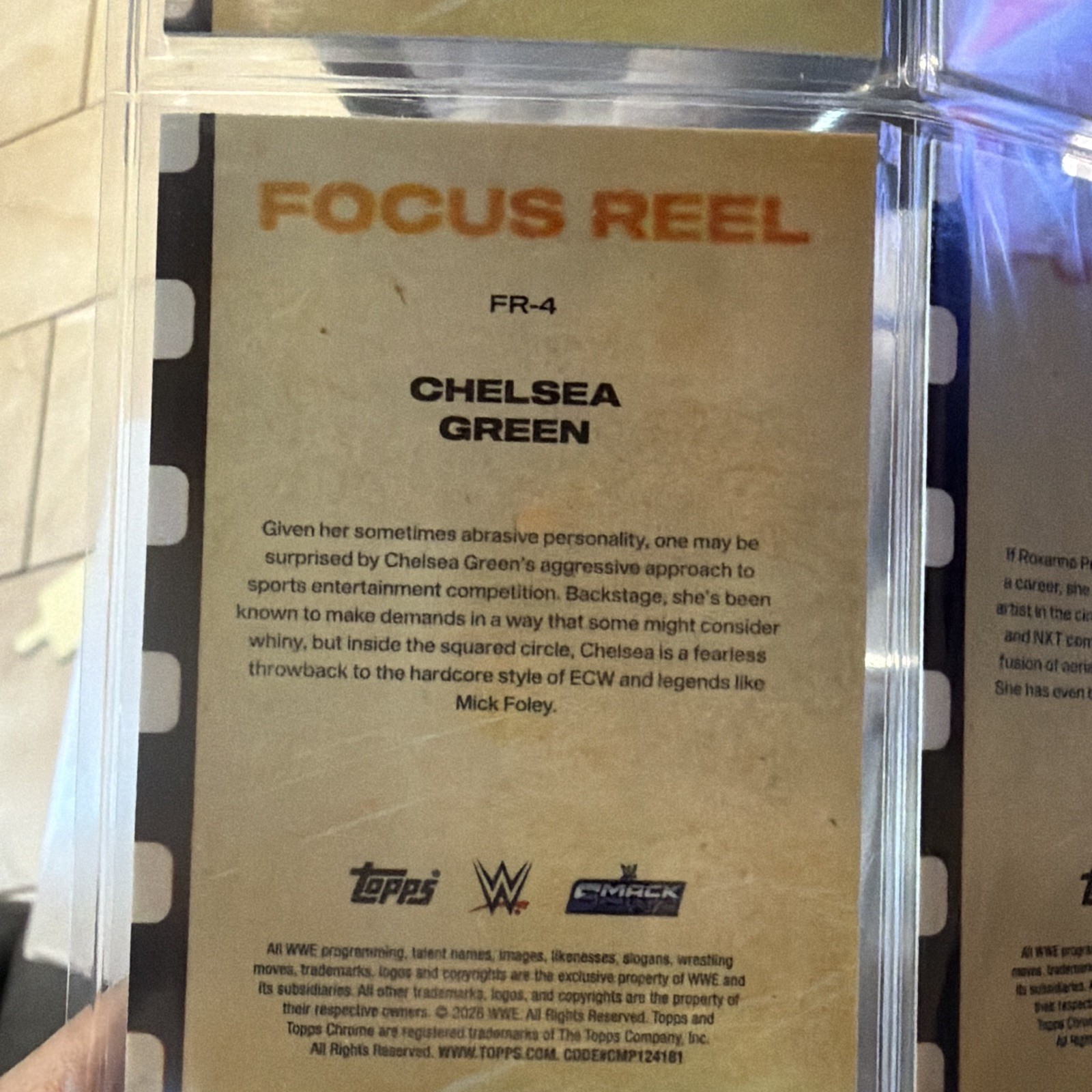 2026 Topps Chrome WWE Chelsea Green Focus Reel FR-4 Aqua Refractor #097/199