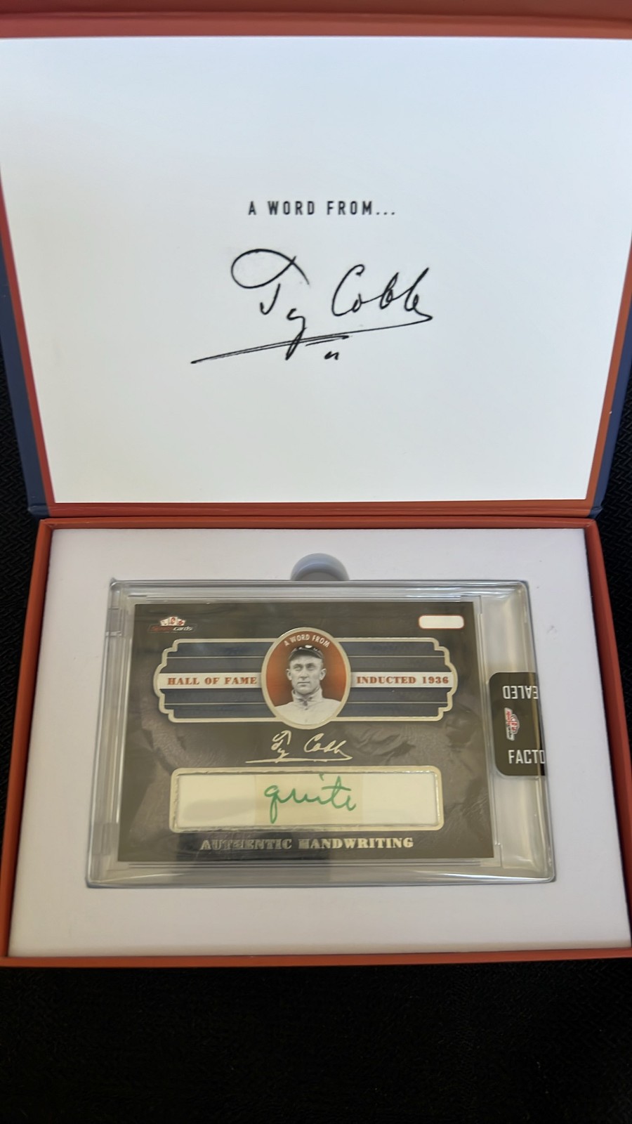 2019 Ty Cobb Handwriting Card “Quite” HOF 1936 Georgia Peach Rare piece