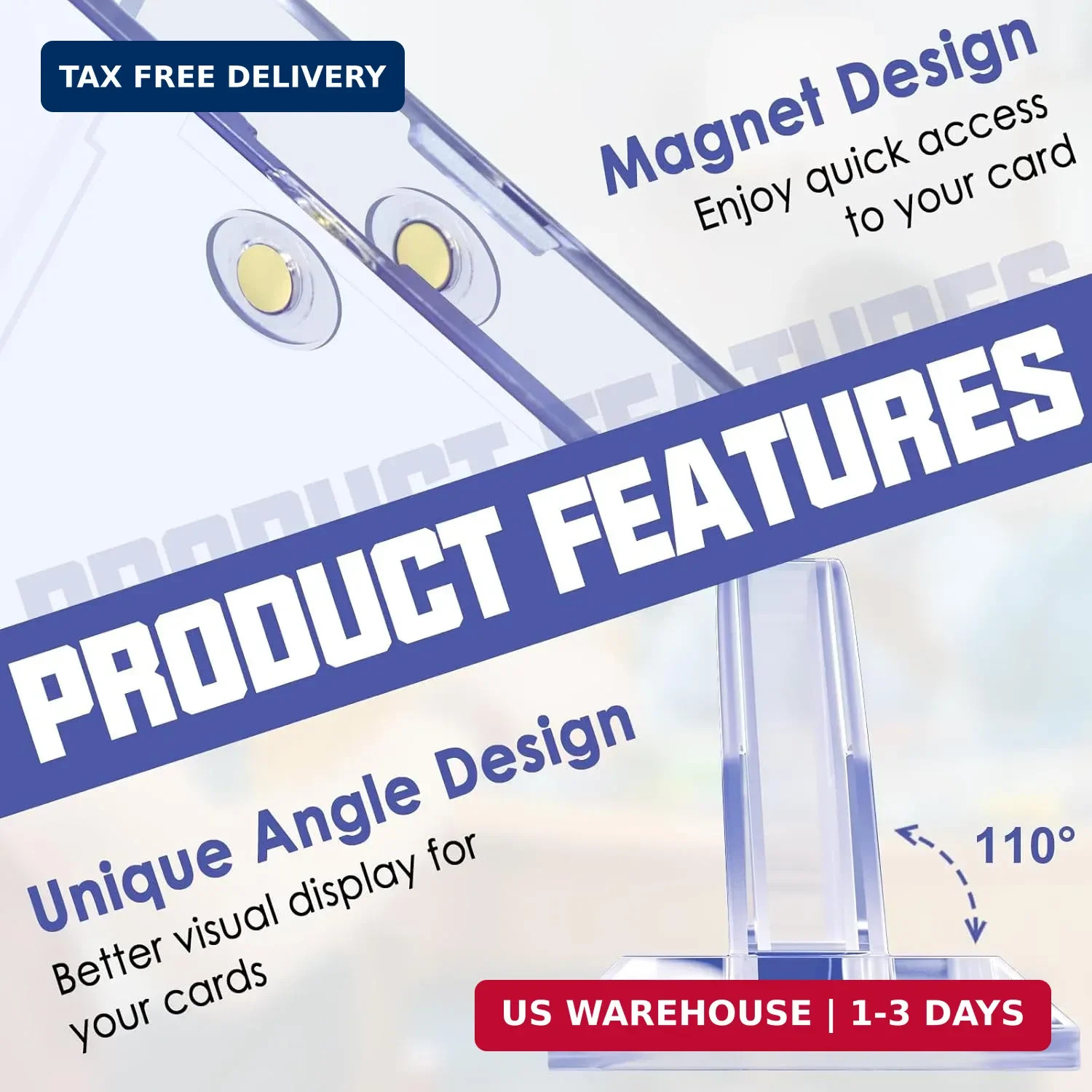 Homthy 4ct Magnetic Card Holders for Trading Cards, 35pt Acrylic Baseball Card H