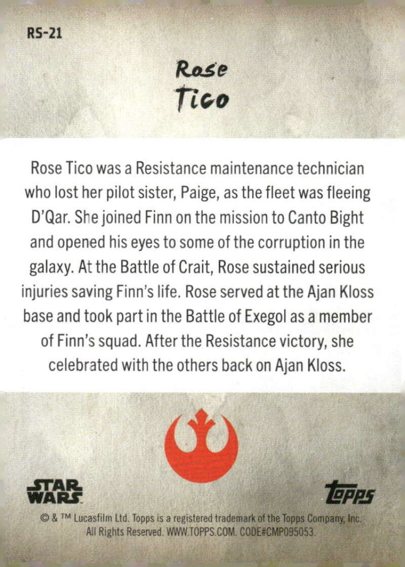 2025 Topps Star Wars Meiyo THE RESISTANCE #RS-21 Rose Tico