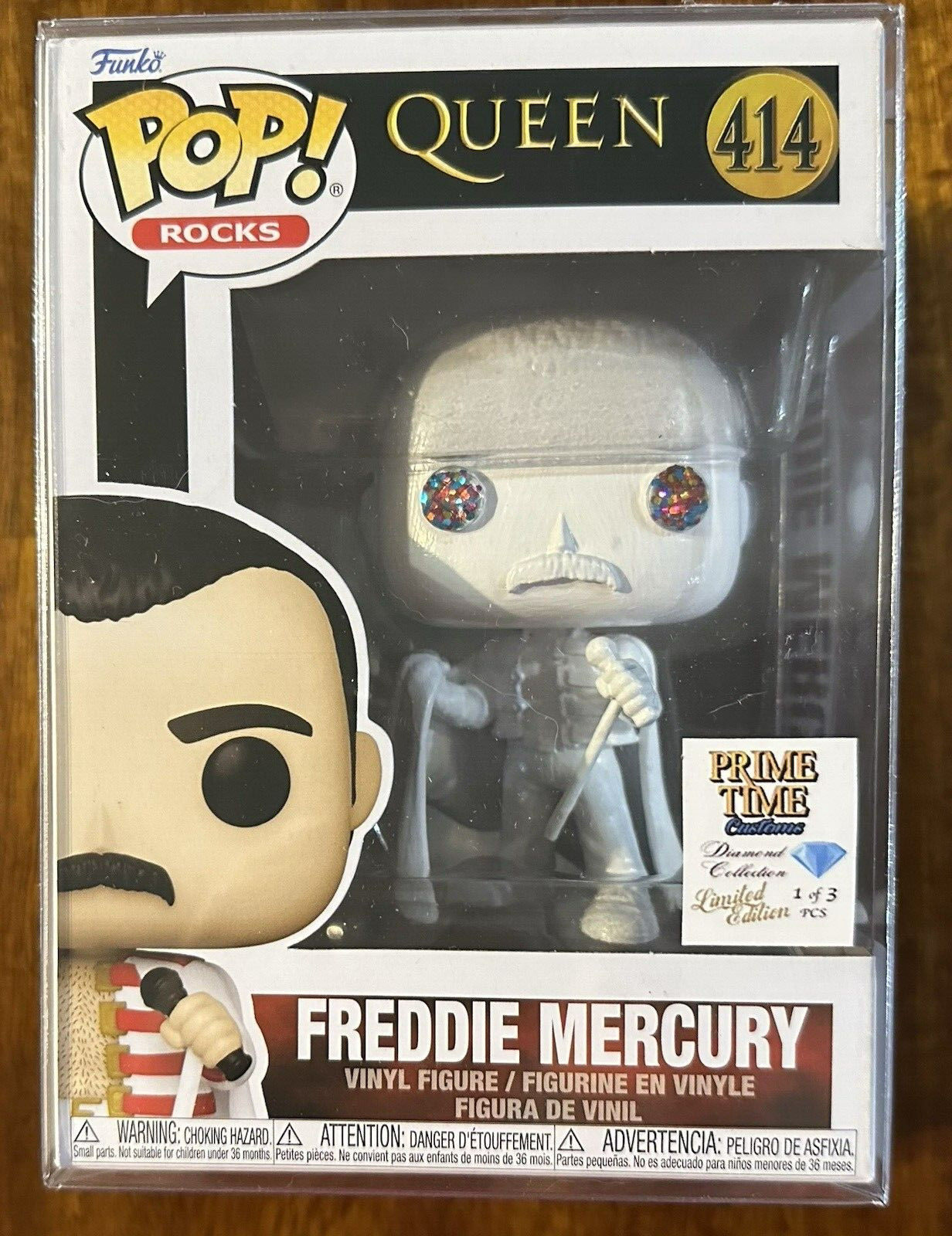 1/3 Exclusive Freddie Mercury #414 Funko Pop! White with Rainbow Diamonds 1/3