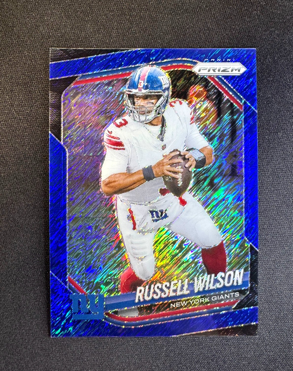 2025 Panini Prizm FOTL Russell Wilson Blue Shimmer Prizm #202 Giants #d 07/35