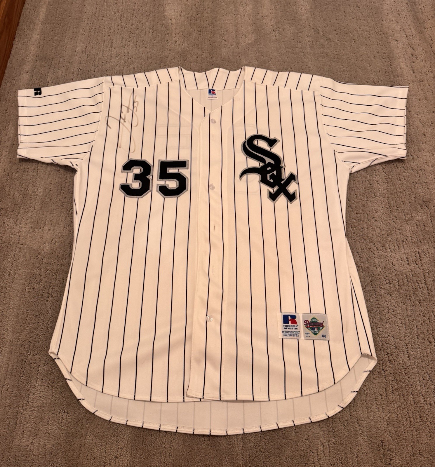 Frank Thomas Signed Chicago White Sox #35 Pinstripe Jersey Russell 48