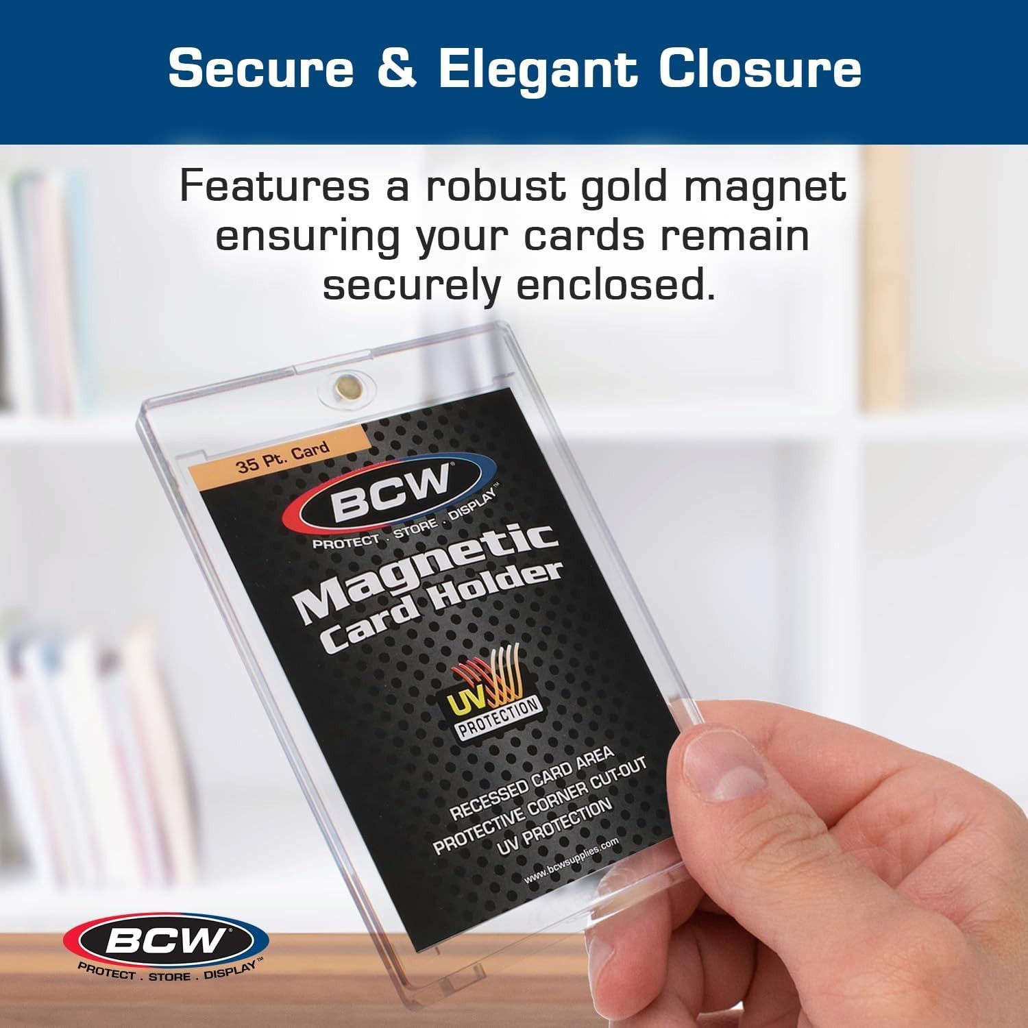 Magnetic Card Holder – 35 PT Thickness – 5 Pack | Protective Display Card Cas…