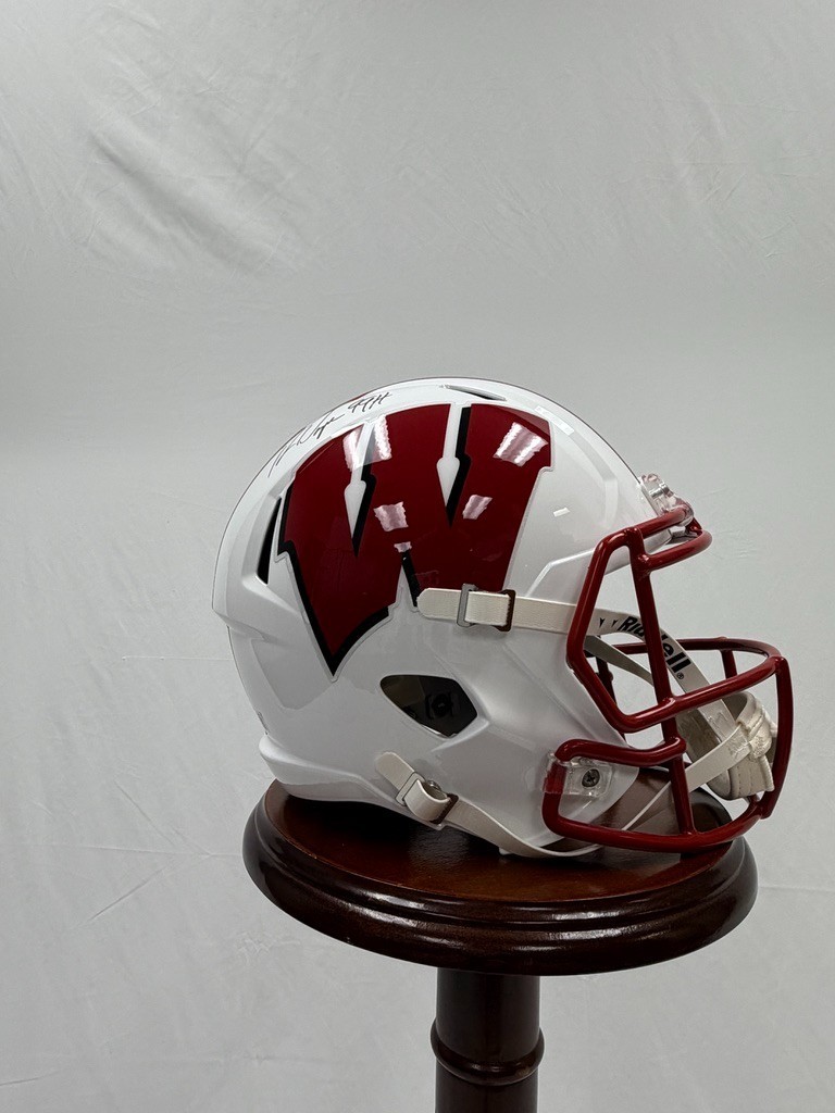 Ron Dayne Signed Wisconsin Badgers Riddell FS Speed Replica Helmet Schwartz COA