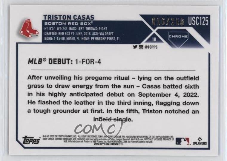 2023 Chrome Update Debut Purple Refractor 16/250 Triston Casas Rookie RC 14sr