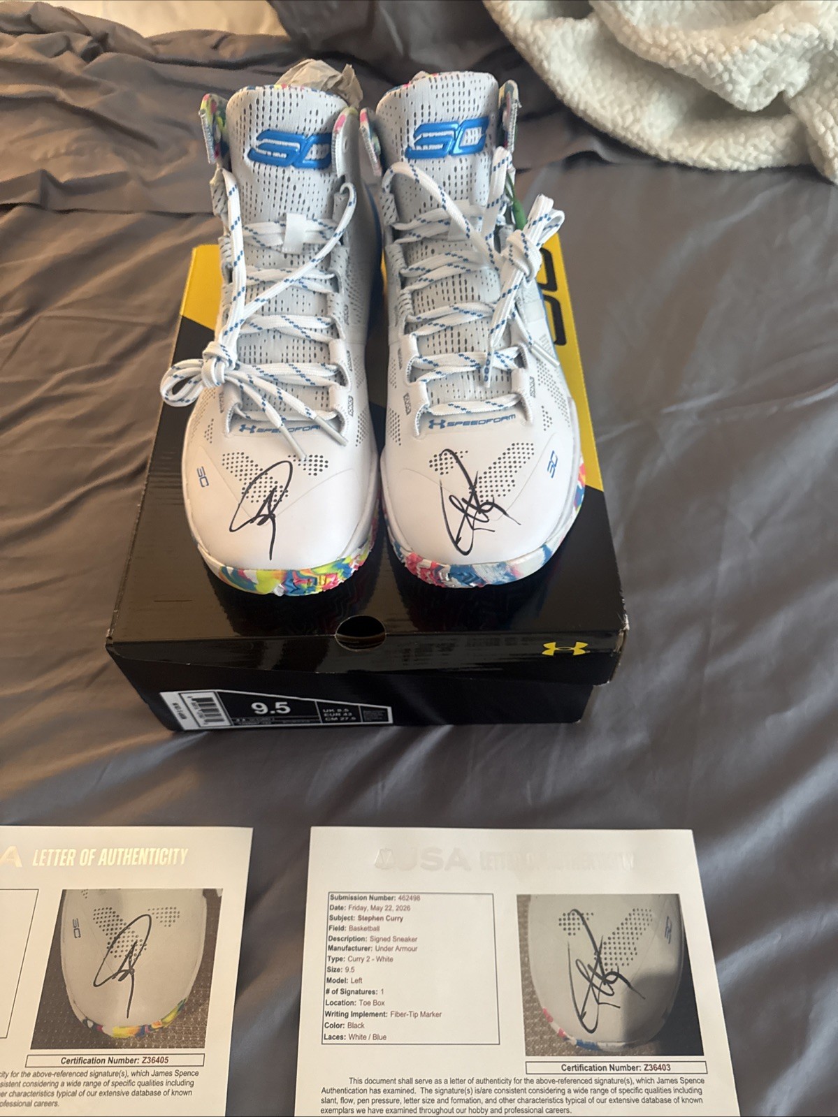 Stephen Curry Signed Under Armour Splash Party Birthday Cake Sneakers JSA LOA 2