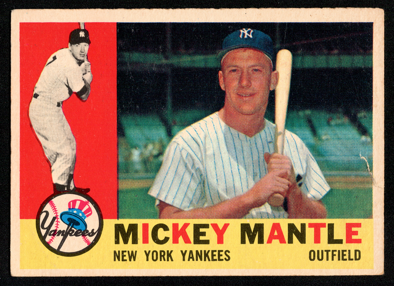 1960 Topps Mickey Mantle #350 Baseball Card – Yankees (Tear)