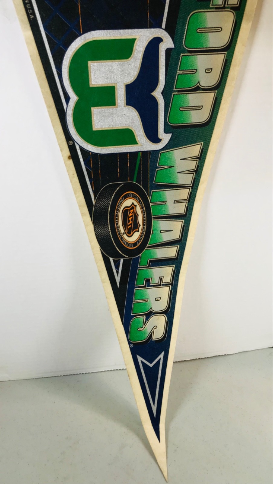 1980’s Hartford Whalers pennant Vintage Original NHL Defunct 12 by 30 Inches