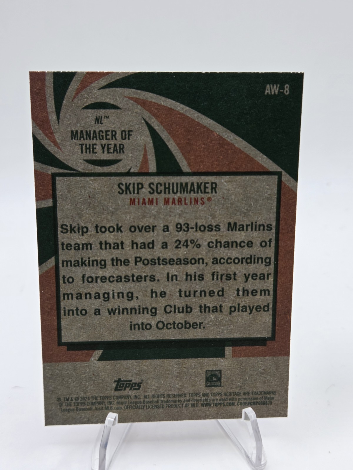 2024 Topps Heritage High Number – Award Winners Skip Schumaker #AW-8