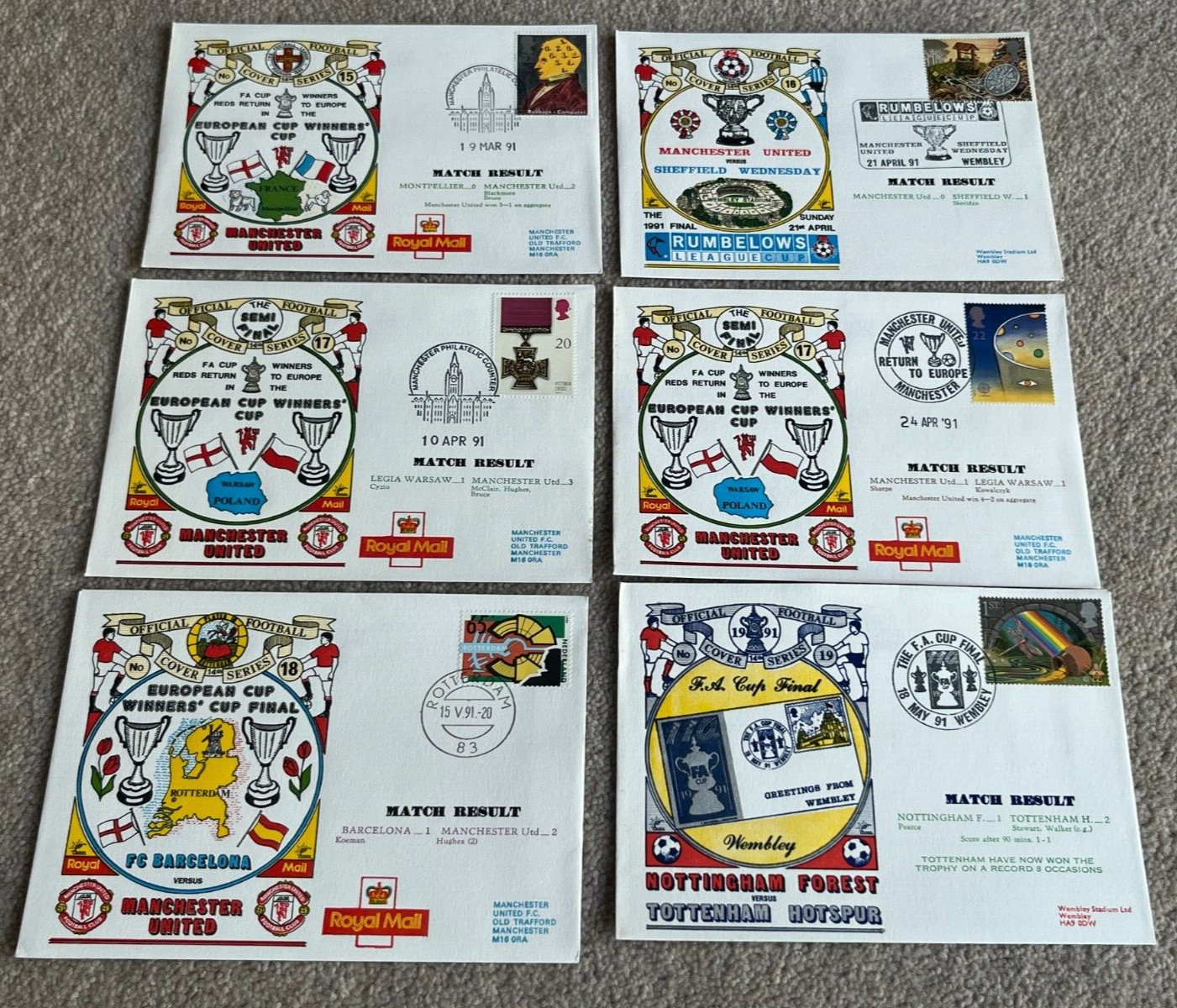 38 Official Football Cover Series First Day Postal Covers by Dawn 14th 1989-1992