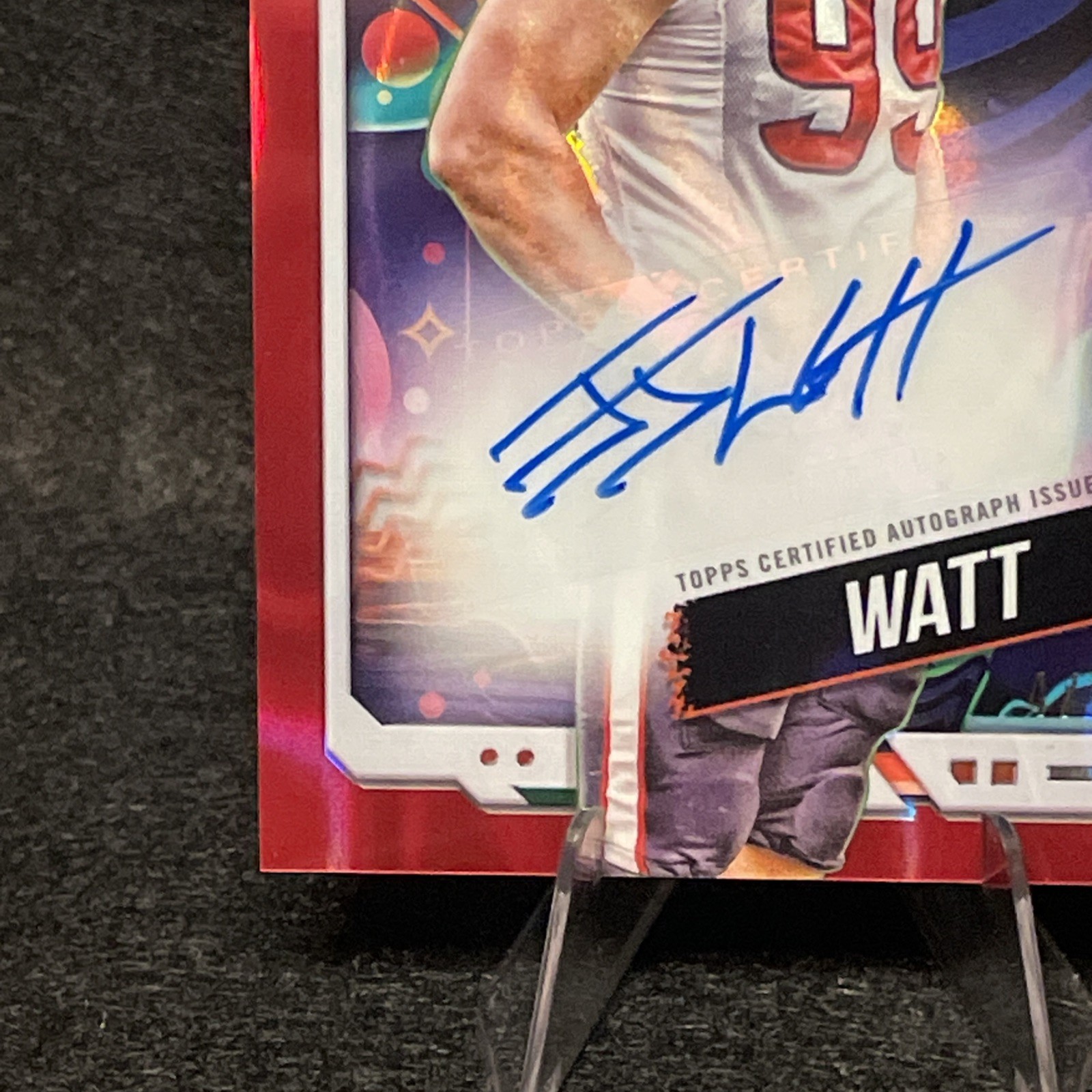 2024 Topps Cosmic Chrome – JJ Watt Red Flare Refractor Auto /5 – #CCA-JW Texans
