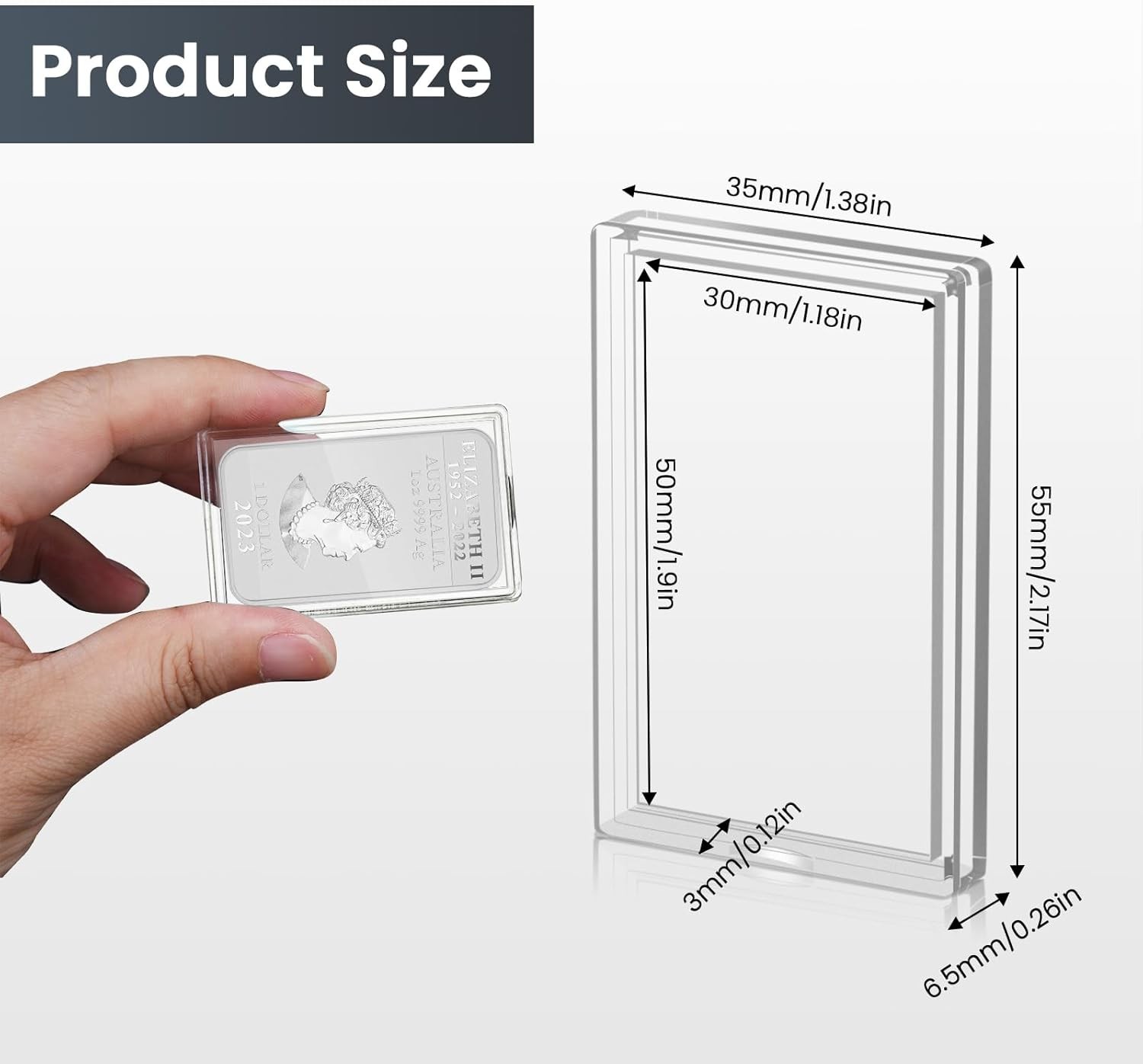 5-50 Pcs 1 Oz Silver Bar Holder Acrylic Storage Clear Case Capsule Container