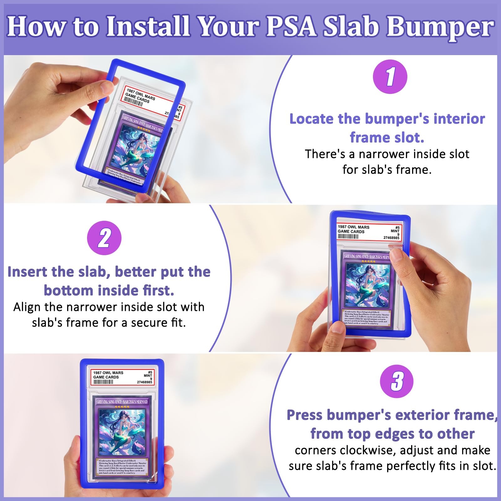 PSA Slab Bumper with Graded Card Slab Set, Hard TPU PSA Slab Bumper Protector…