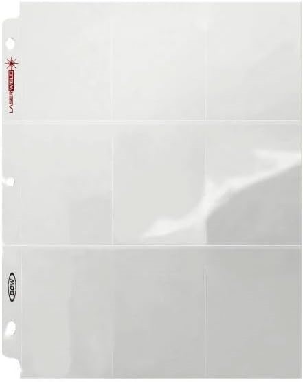20 BCW 9 Pocket Trading Card Pages Top Loading Long Term Storage Card Album Page