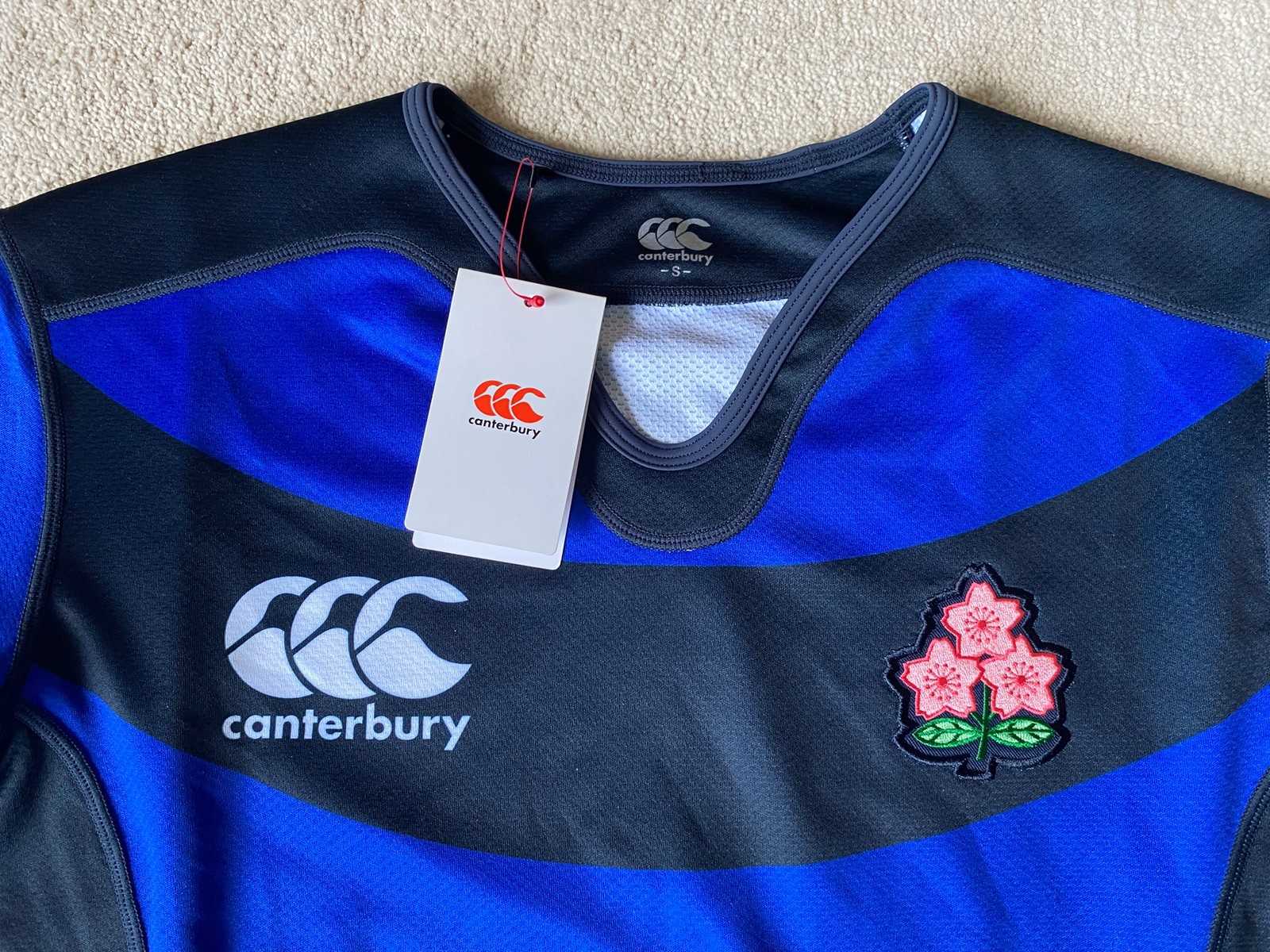 Japan Rugby Shirt 2015/16 Official Away Blue/Black Stripe Small Canterbury New