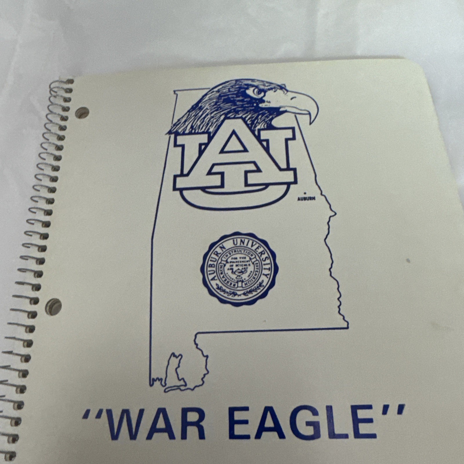 VINTAGE Alabama Auburn War Eagle Spiral Subject Notebook Made In USA 10.5 X 8
