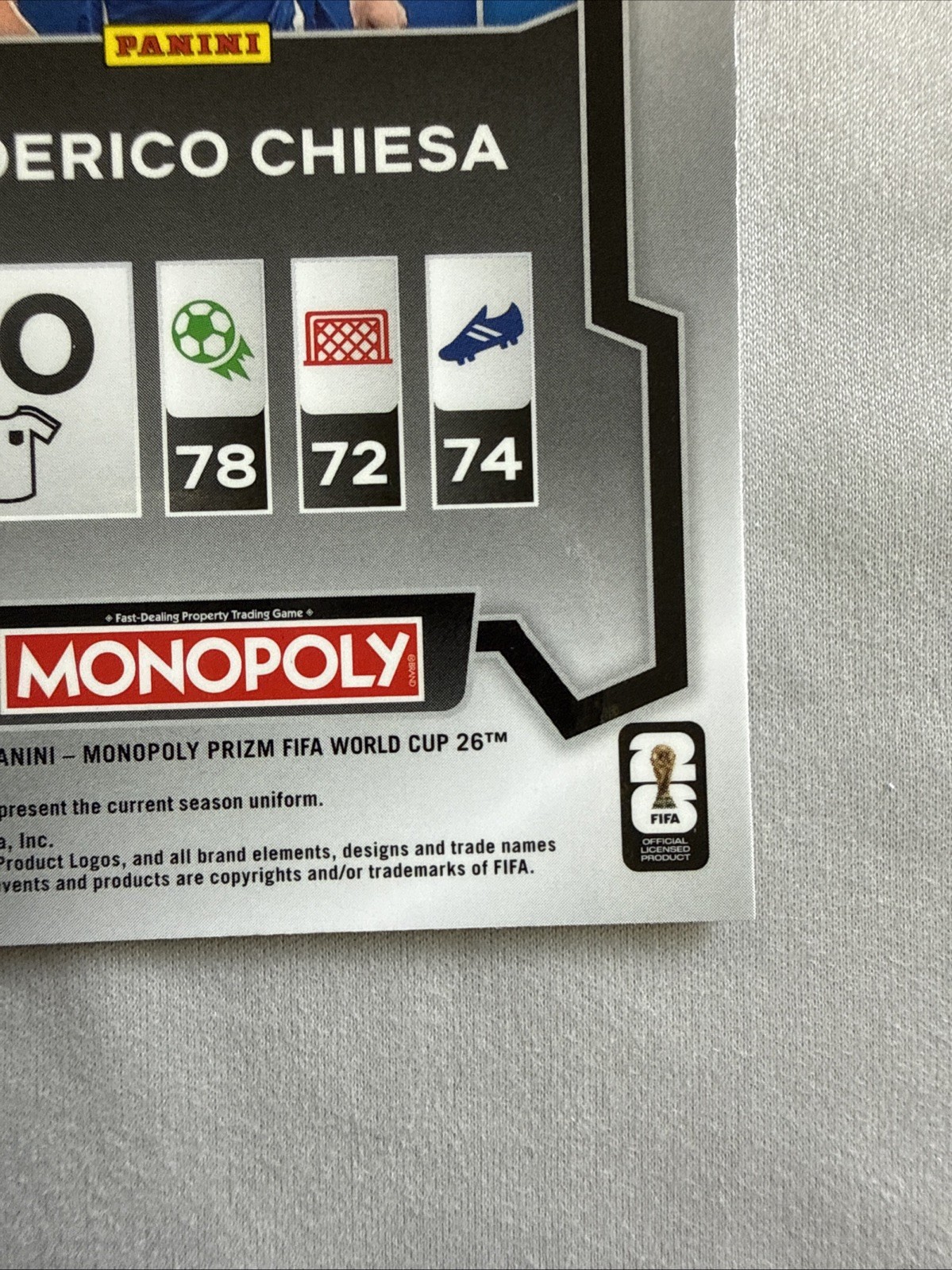 2026 Prizm World Cup Monopoly Federico Chiesa Gold Cracked Ice Italy NM #35