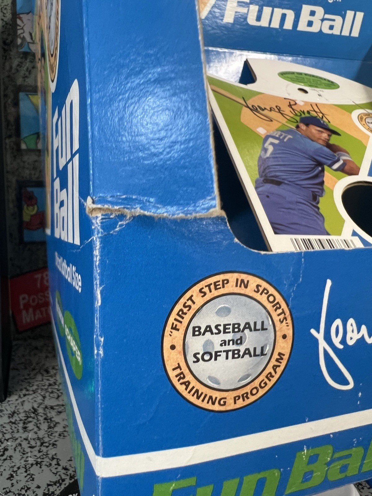 1983 George Brett Fun Ball Retail Box Display + Bat & Ball Set Cardboard Tag