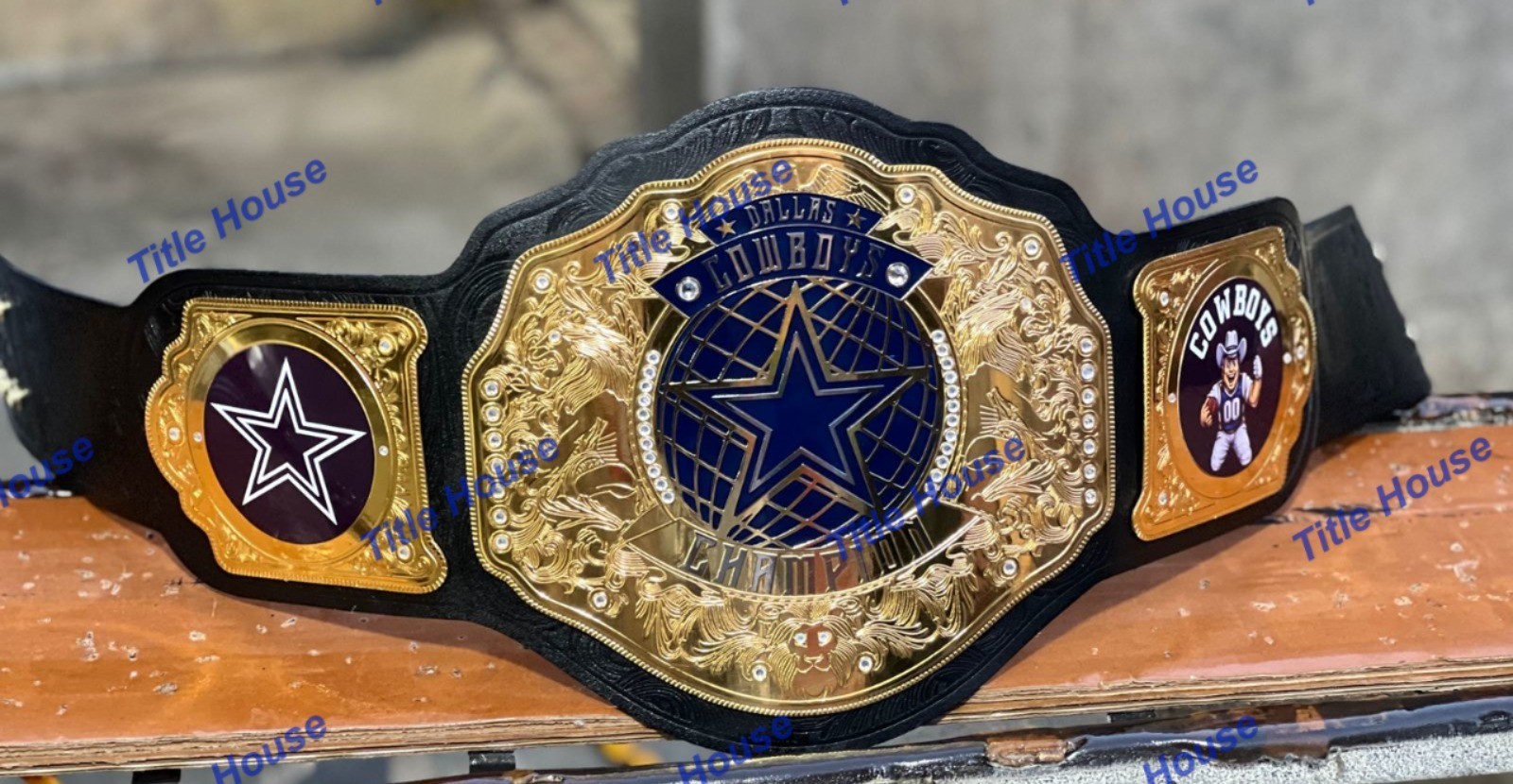Custom Dallas cowboy team World Championship Belt Adult Size 2MM Brass