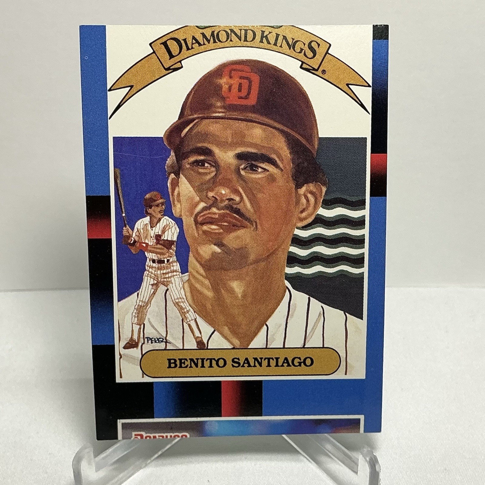 RARE Severe Miscut Error – 1988 Donruss Diamond Kings Benito Santiago