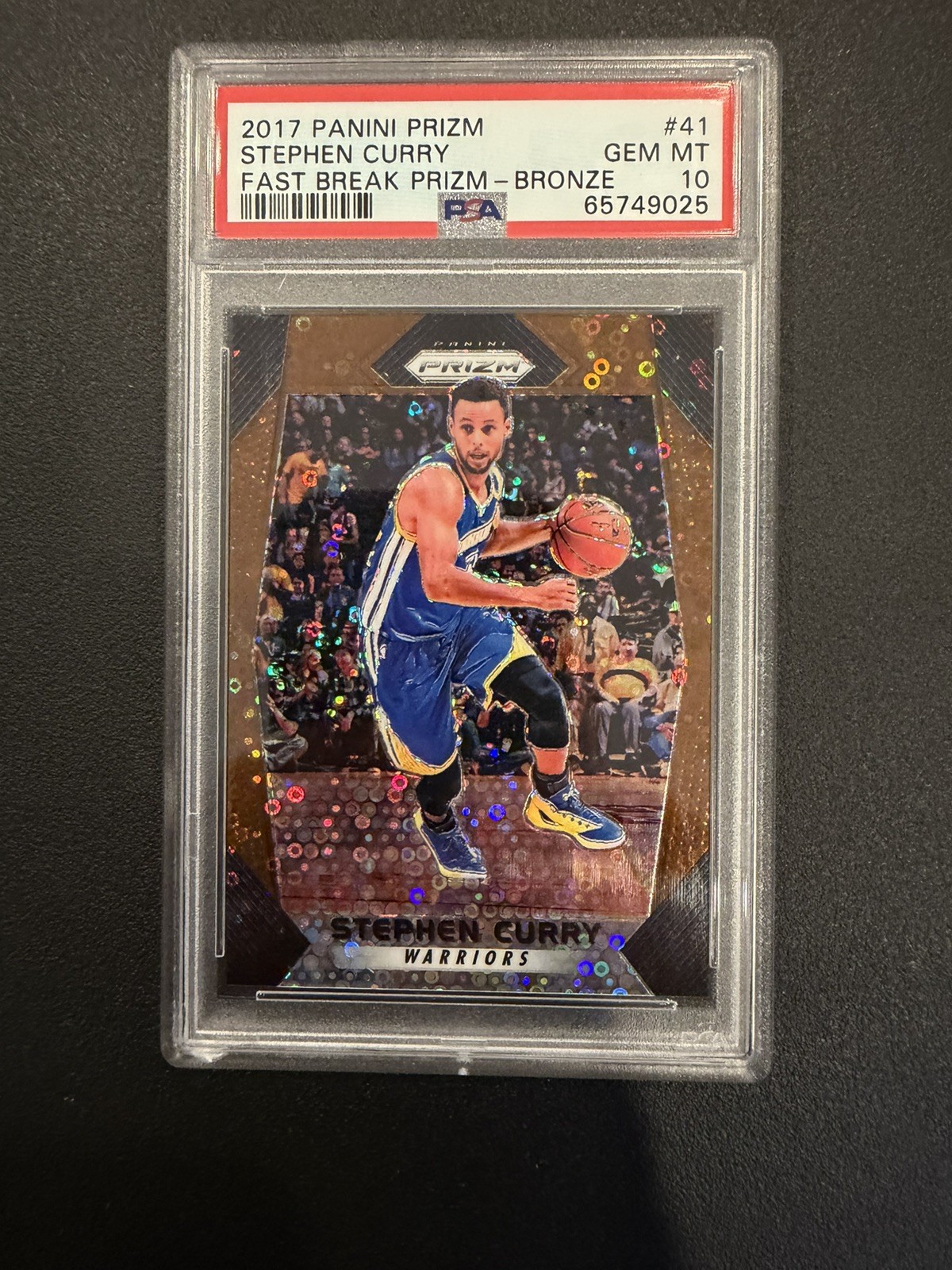 2017 PANINI PRIZM FAST BREAK PRIZM BRONZE #41 STEPHEN CURRY #/20 PSA 10