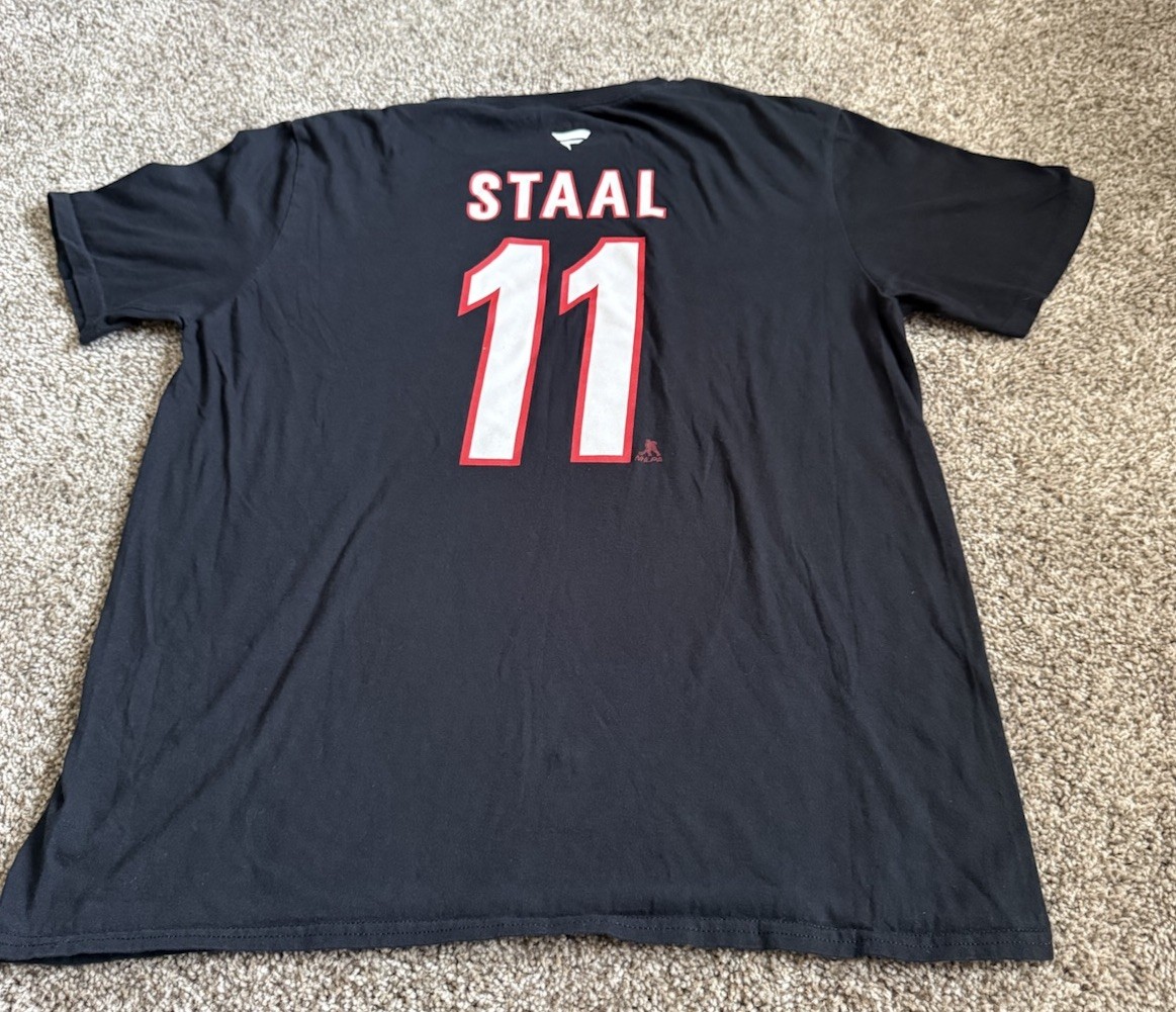 NHL Carolina Hurricanes Jordan Staal #11 T Shirt Fanatics Black Size Large