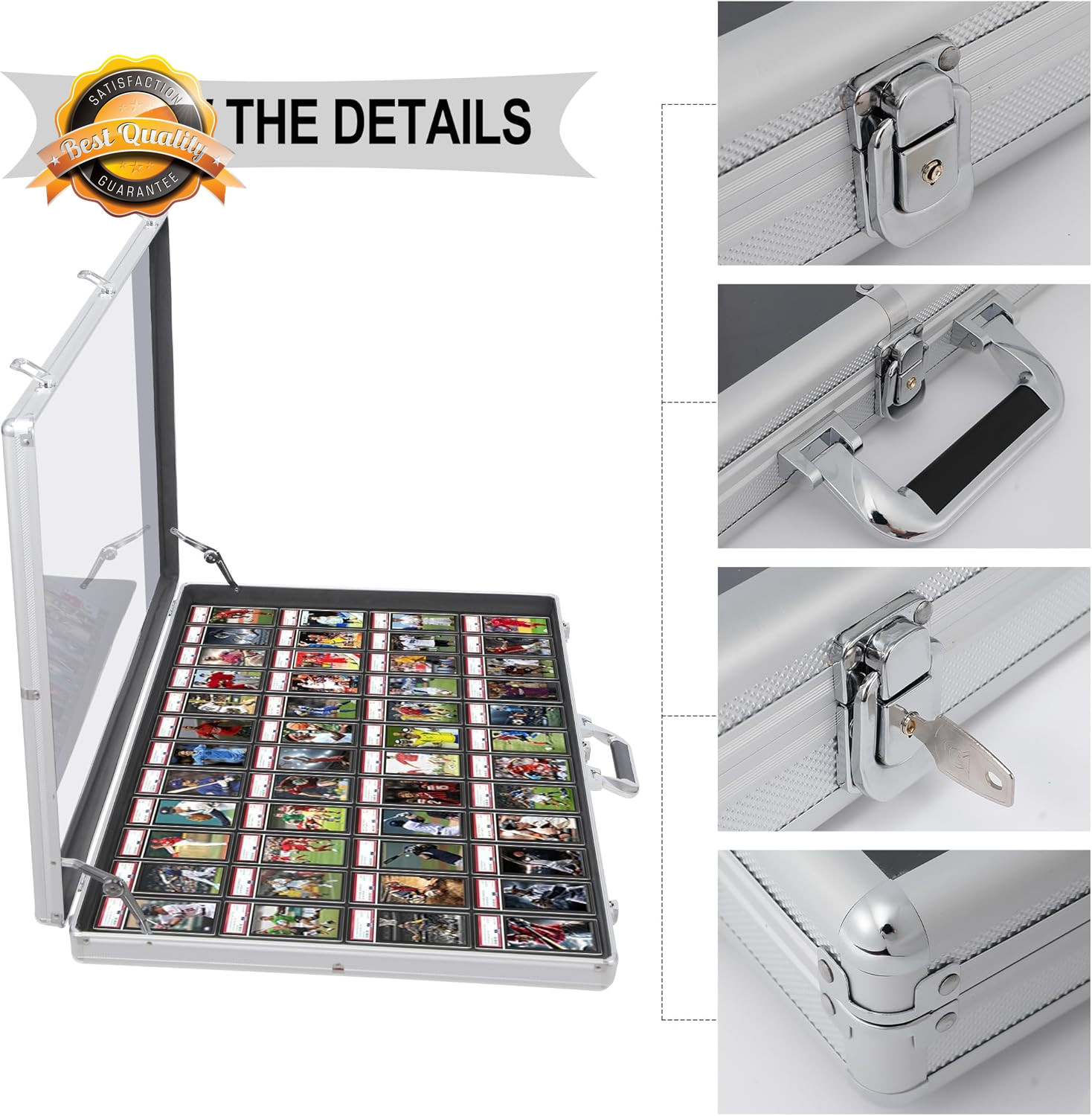 Aluminum Glass Display Case 34x22In Lock Tabletop Cards Jewelry MTG XL