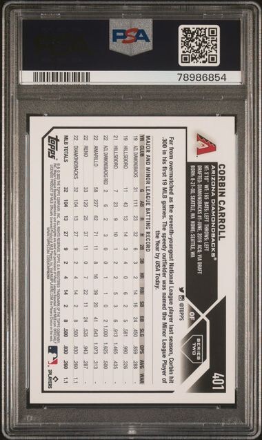 2023 Topps Series 2 Corbin Carroll RC #401 PSA 10 DIAMONDBACKS (201)
