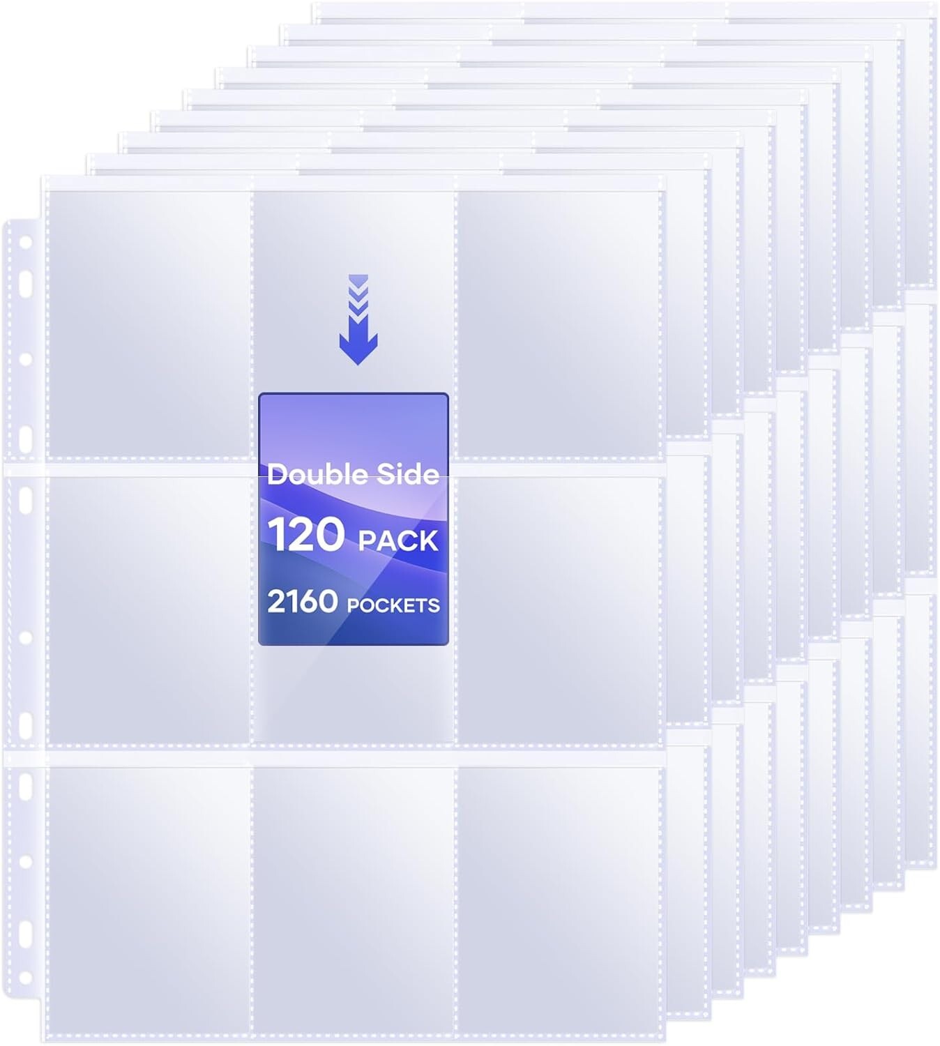 120PCS Toploader Sleeves Pages, 9 Pockets TopLoader Binder Pages Holds 3.5″x2.5″