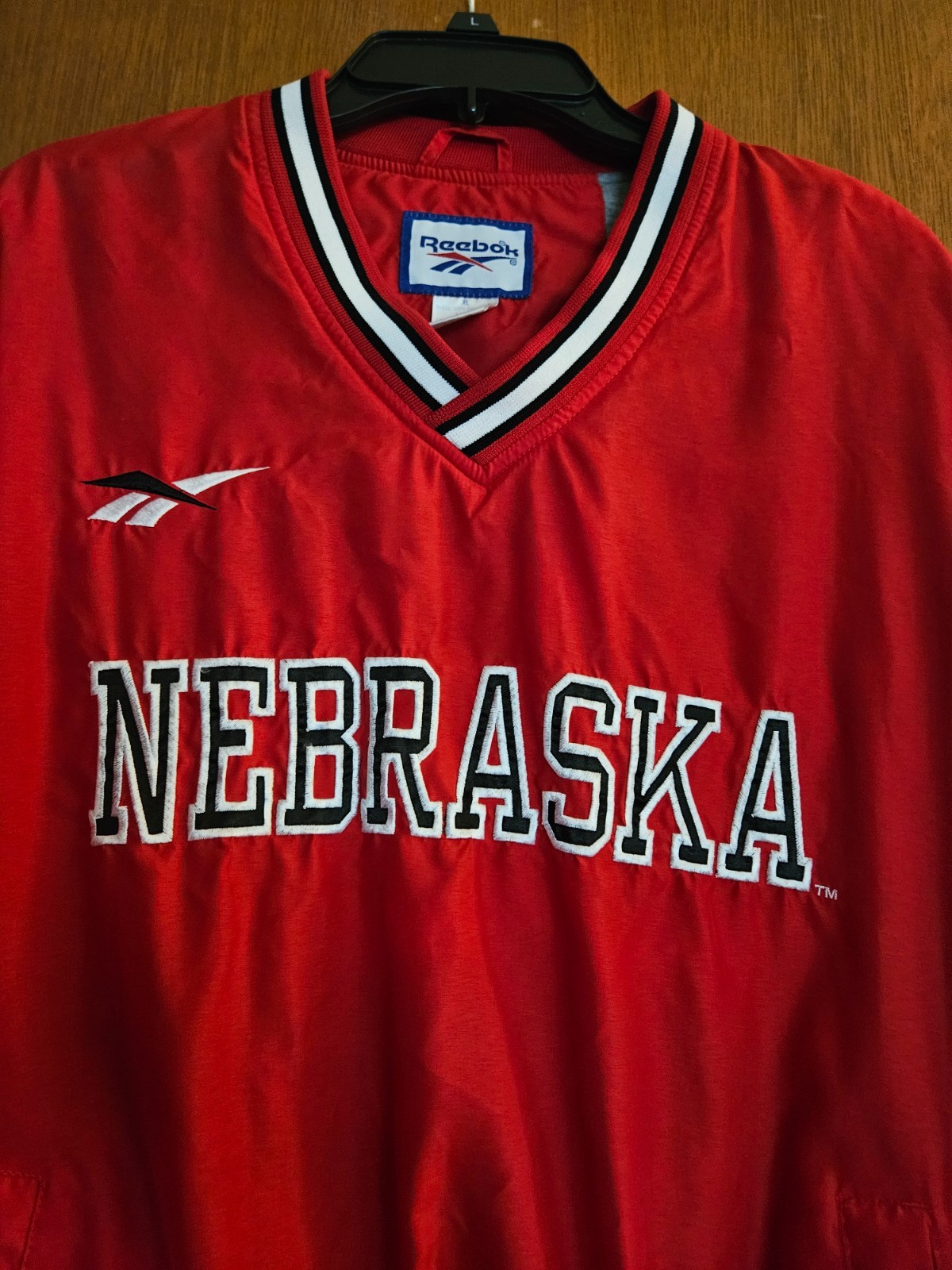 Vintage Reebok Nebraska Cornhuskers Pullover Windshirt Jacket Red Mens XL