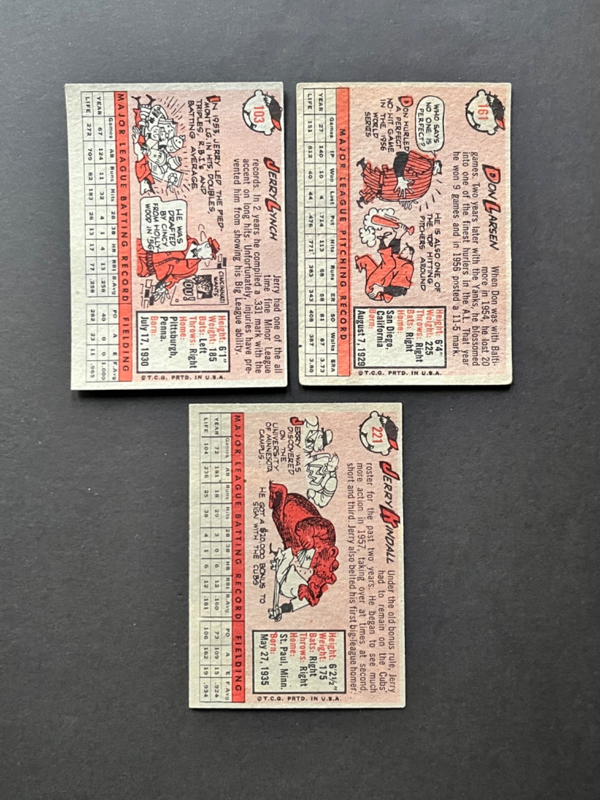 1958 TOPPS LOT OF 9 DIFFERENT PLAYER CARDS …SISLER, HAZLE, LARSEN, TURLEY…VG/EX