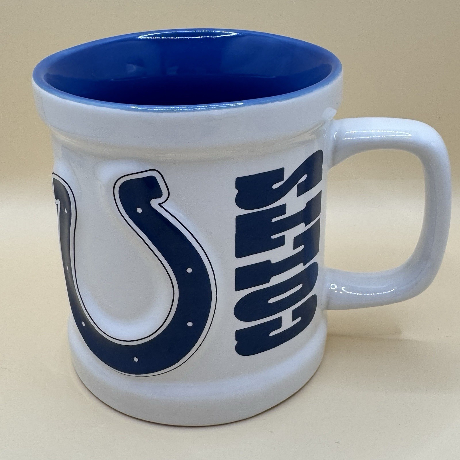 NFL Team Indianapolis Colts Sculpted Horseshoe Logo Cup Coffee Mug 10 oz