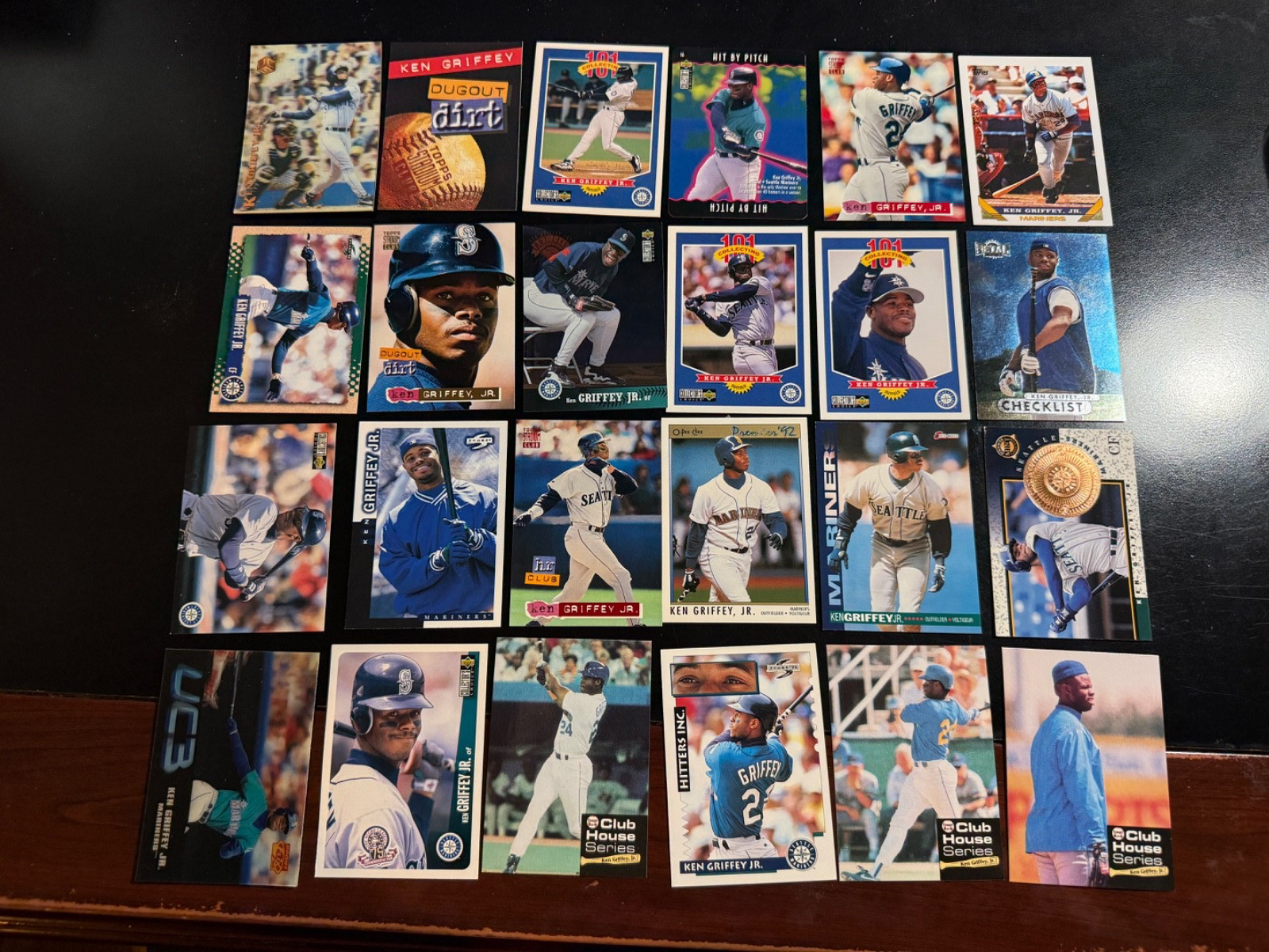 1996 KEN GRIFFEY JR. LOT OF (24) SEVERAL DIFFERENT YEARS NO DUPES, PARALLELS NM