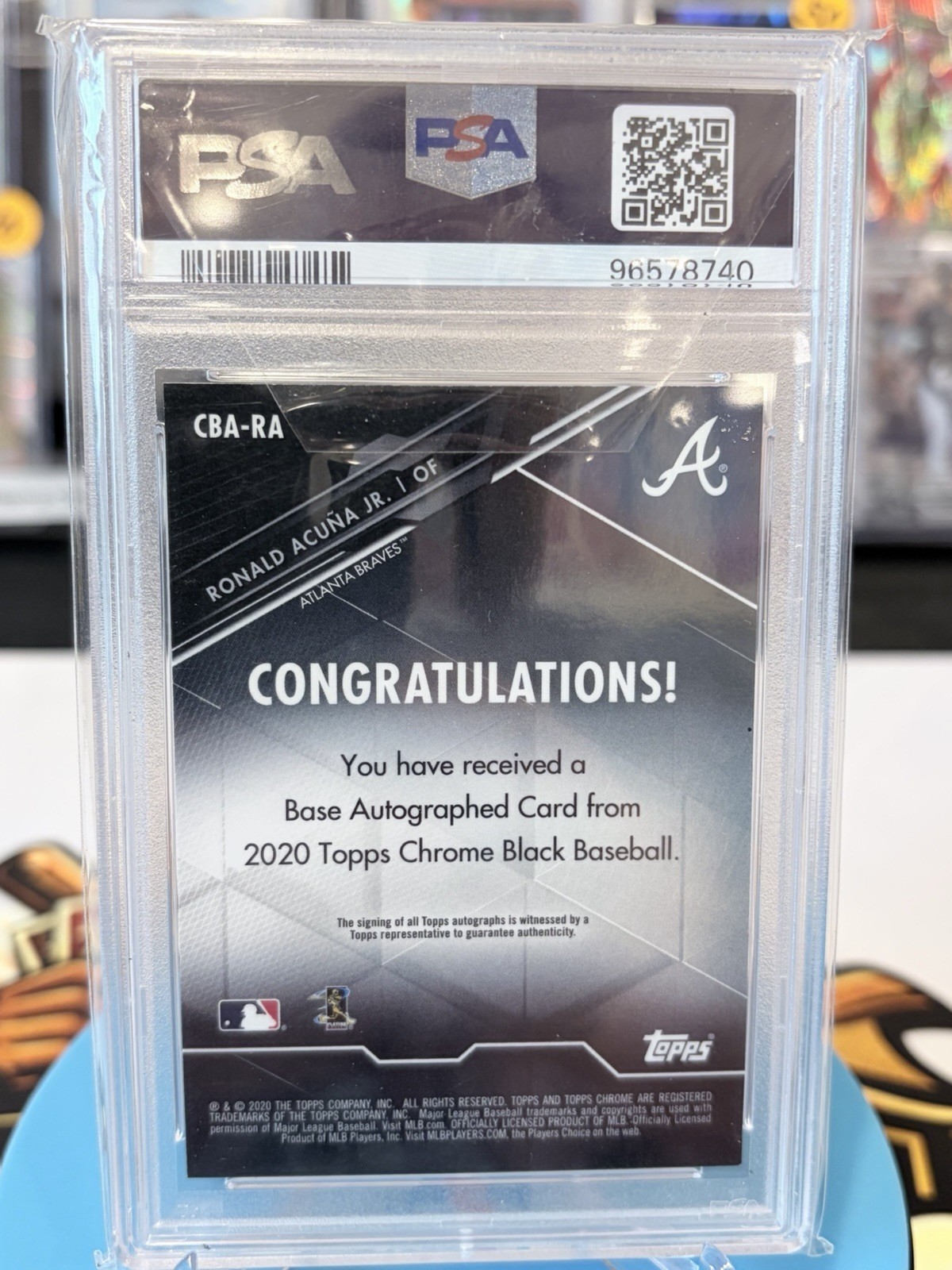 2020 Topps Chrome Black Chrome Black Autographs Ronald Acuña Jr. Braves PSA 6