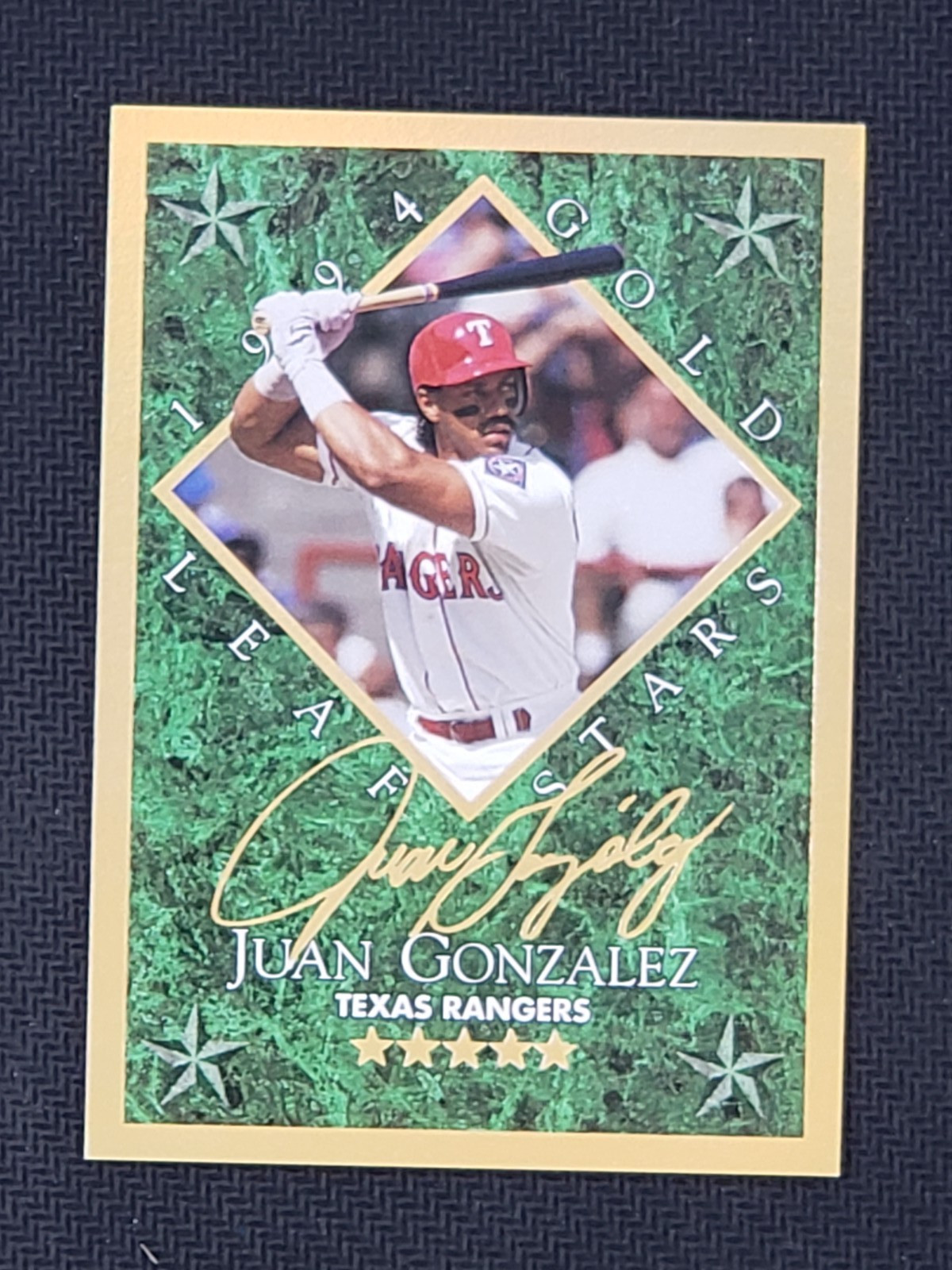 1994 Leaf Juan Gonzalez Gold Stars Insert #13 #/10000 Rangers